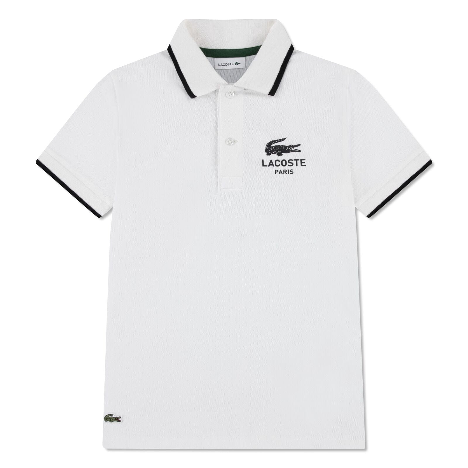Lacoste Jungen-Poloshirt „Petit Piqué“ mit gestreiftem Kragen – Weiß T-Shirt Lacoste 16 Jahre (170-176)