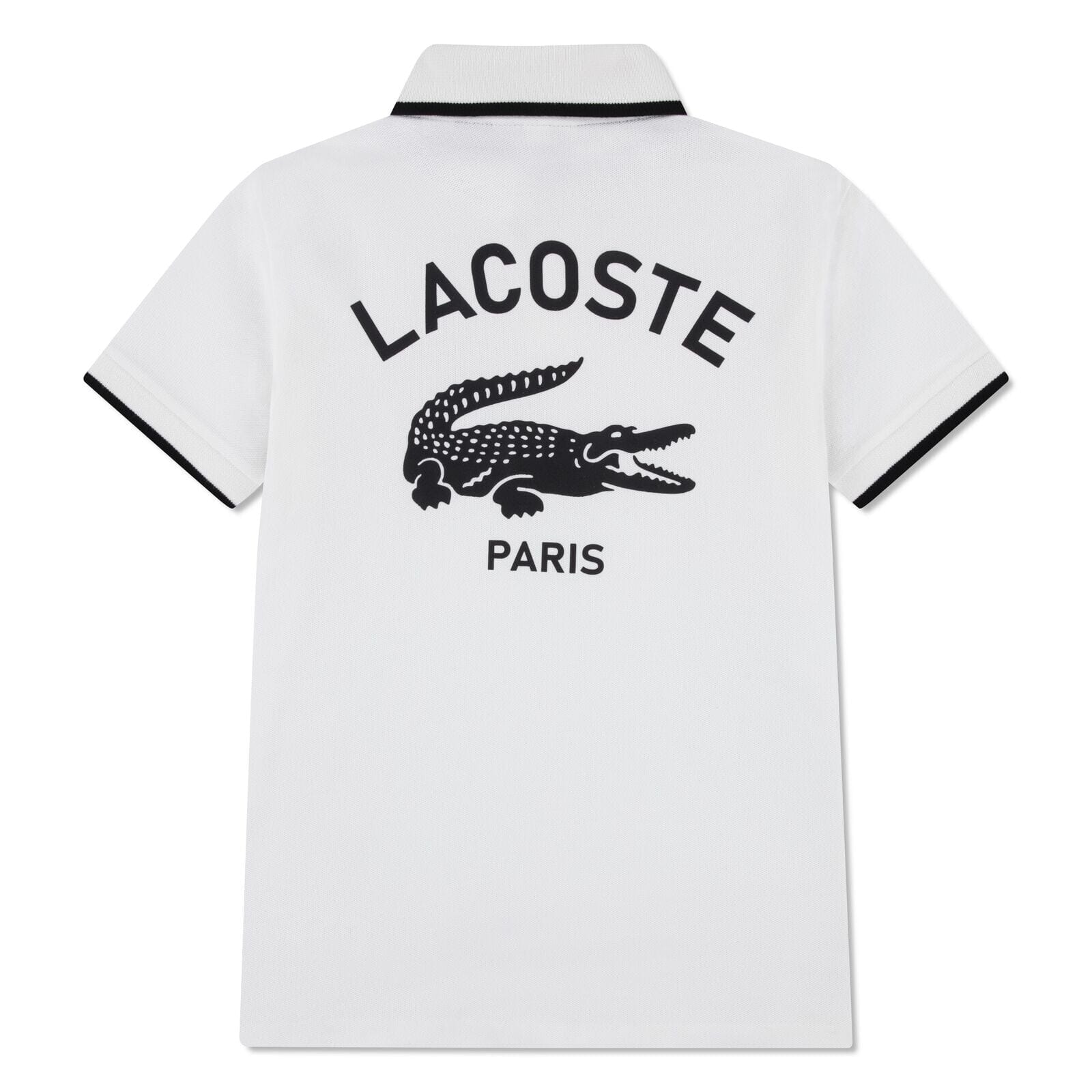 Lacoste Jungen-Poloshirt „Petit Piqué“ mit gestreiftem Kragen – Weiß T-Shirt Lacoste