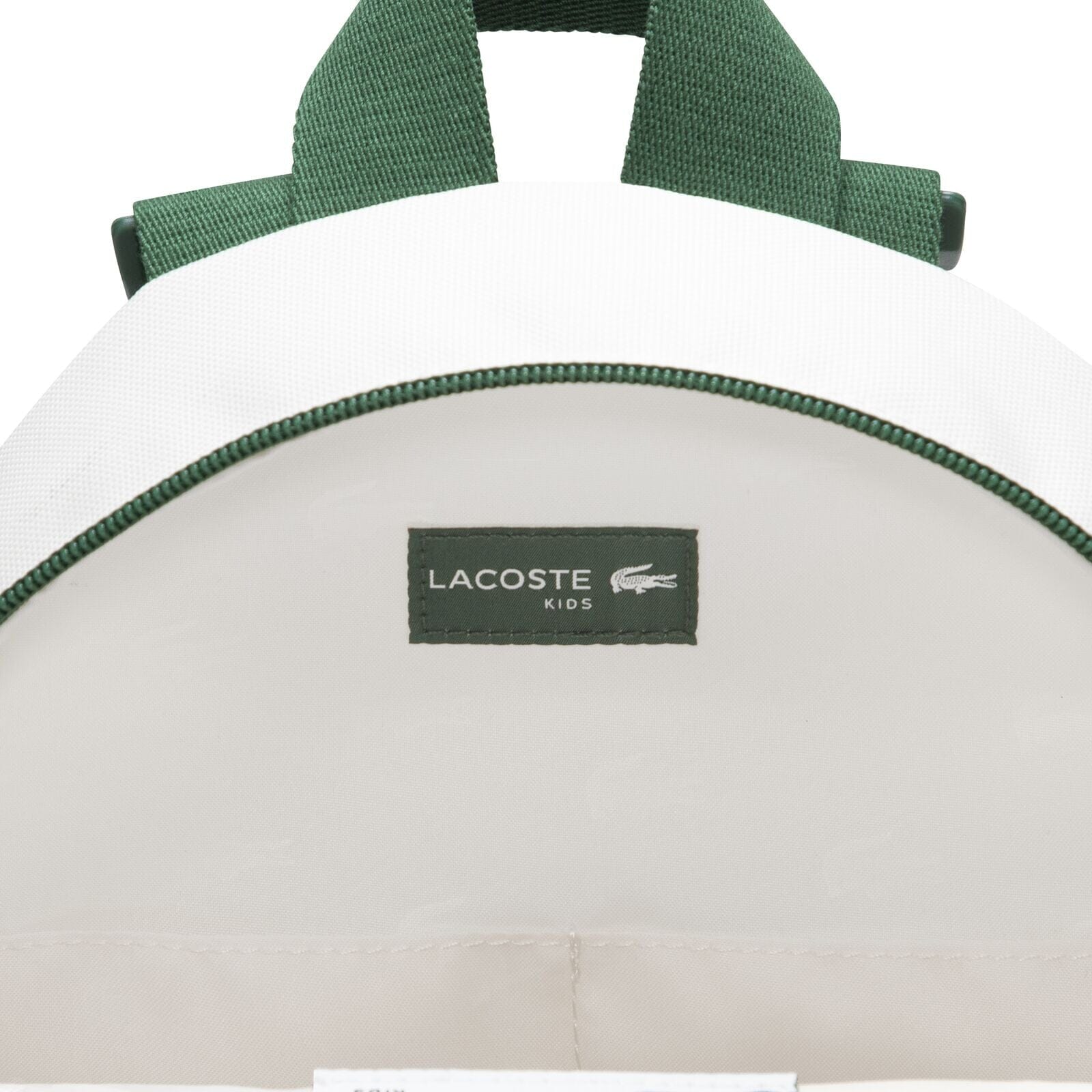 Lacoste Kids kleiner Rucksack creme grün mit flauschigem Krokodil-Logo Rucksäcke Lacoste