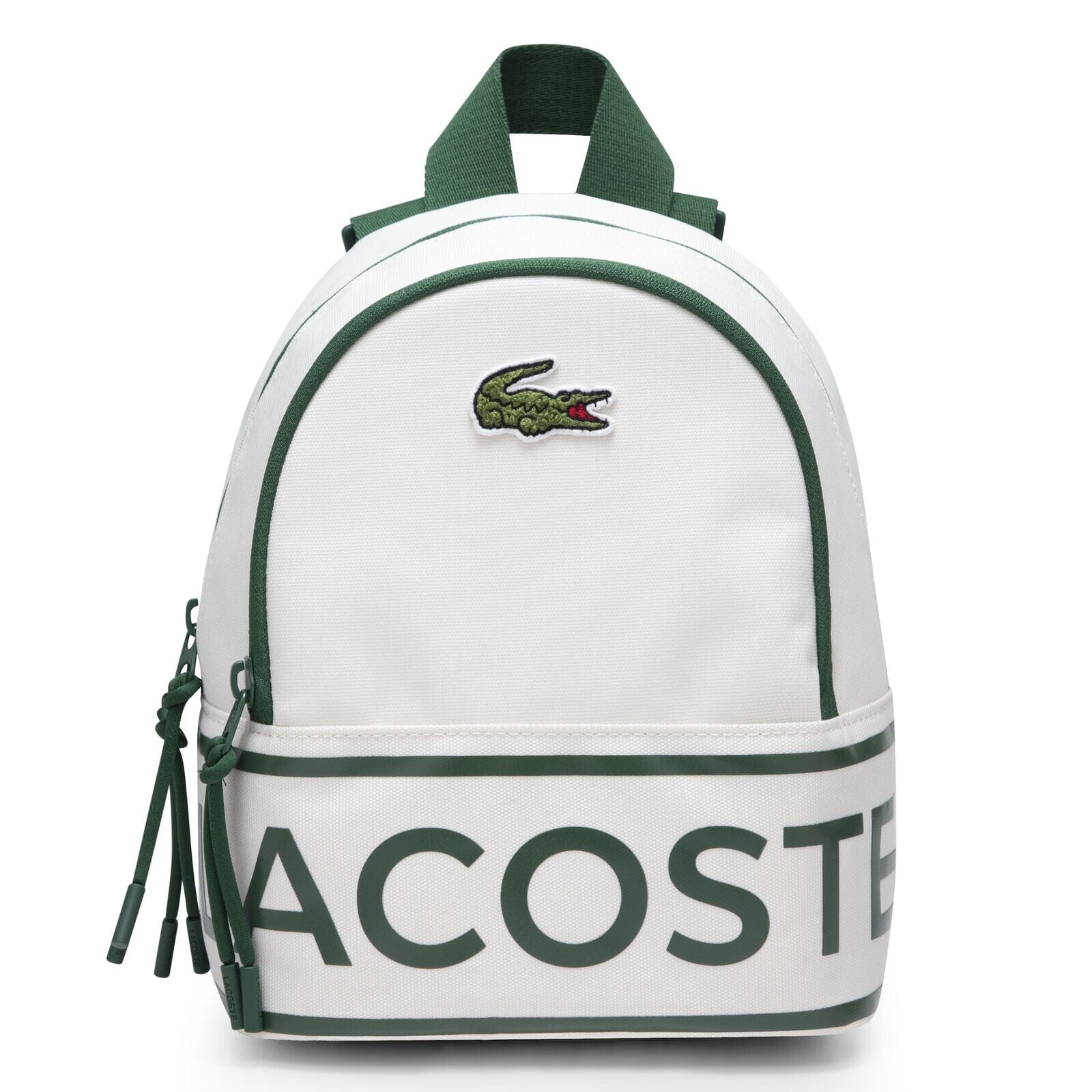 Lacoste Kids kleiner Rucksack creme grün mit flauschigem Krokodil-Logo Rucksäcke Lacoste