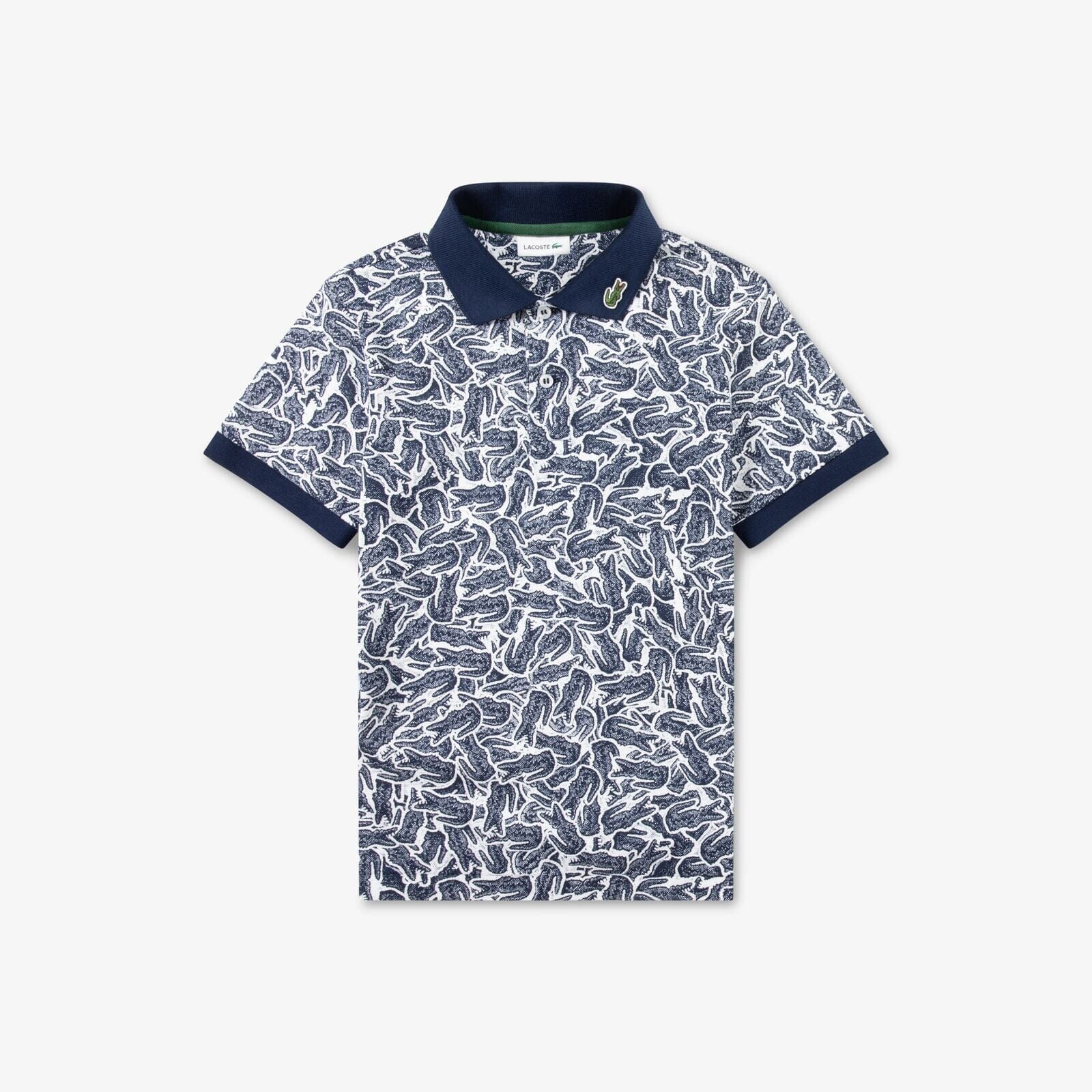 LACOSTE Kids Polo „Allover Crocs“ – Navy Blue T-Shirt Lacoste 10 Jahre (134-140)
