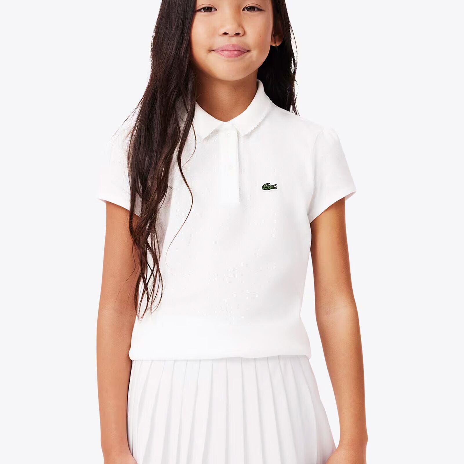 Lacoste Kids Polohemd aus Petit Piqué mit gewelltem Kragen – Weiß T-Shirt Lacoste