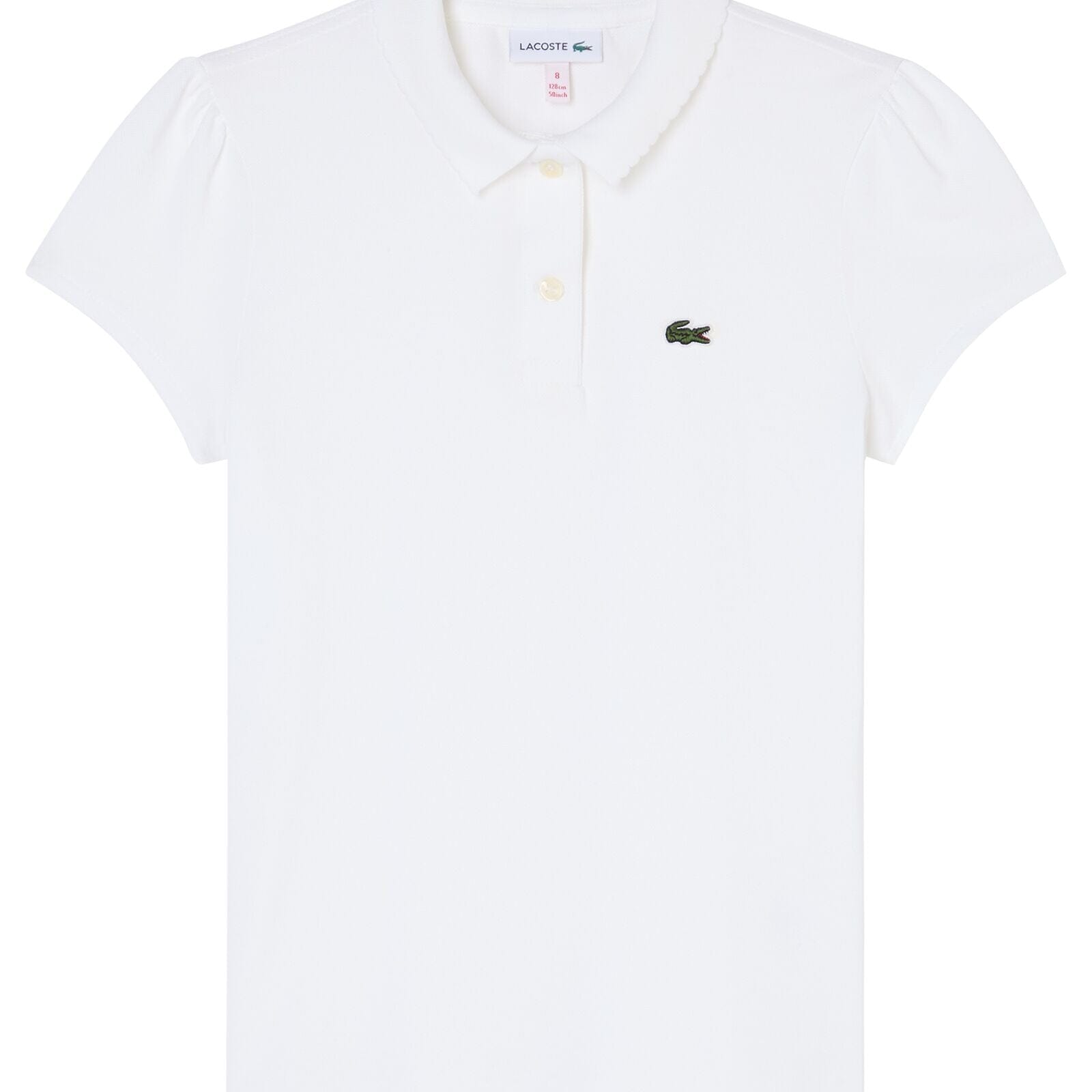 Lacoste Kids Polohemd aus Petit Piqué mit gewelltem Kragen – Weiß T-Shirt Lacoste 4 Jahre (98-104)