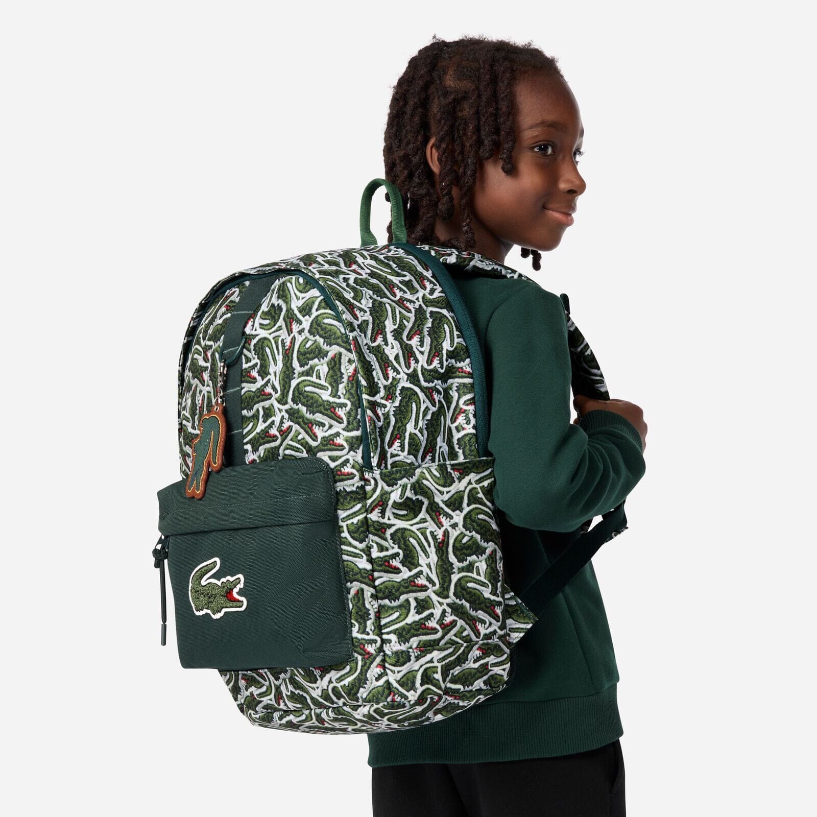 Lacoste Kids Rucksack grün allover Krokodil-Print Rucksäcke Lacoste