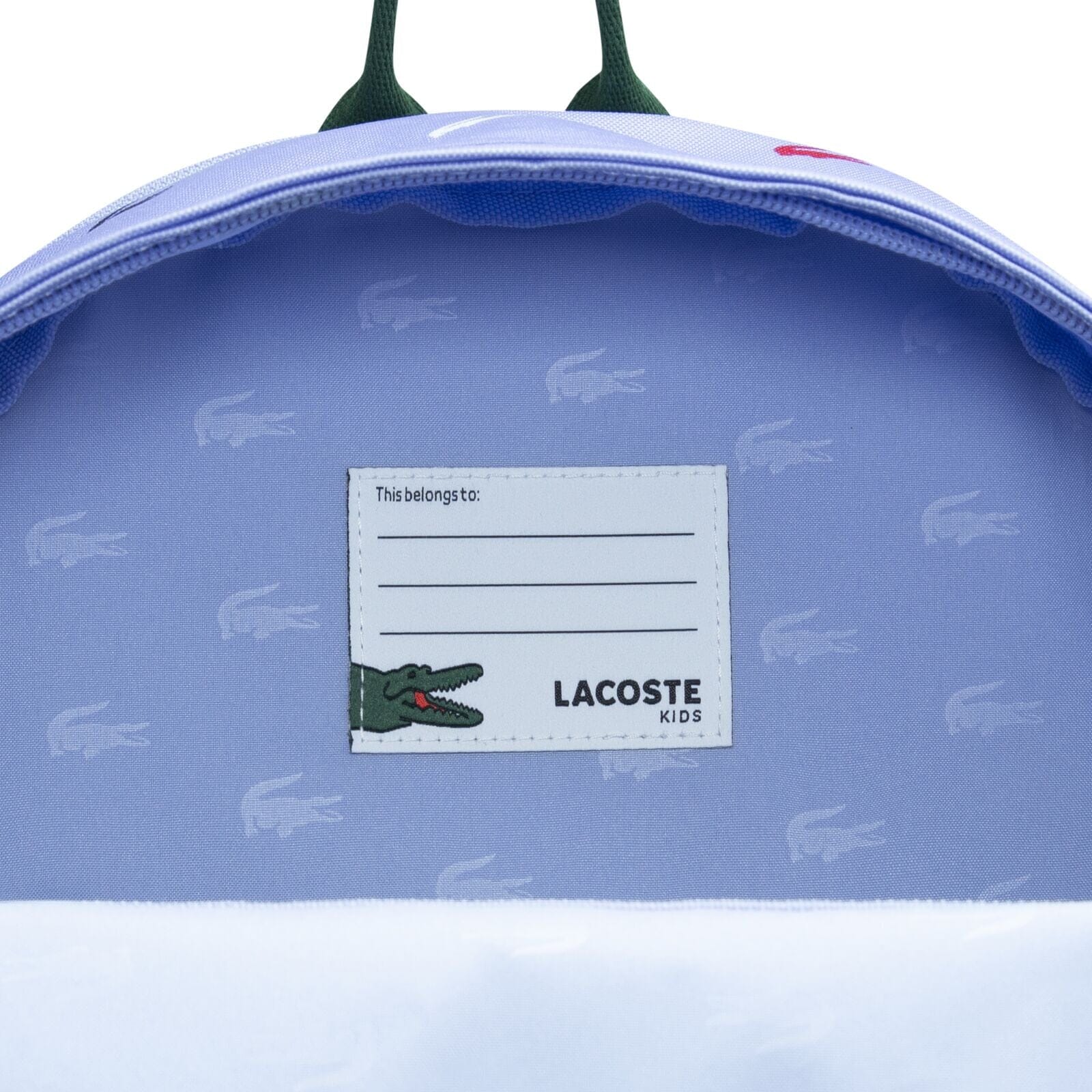 LACOSTE Kids Rucksack hellblau / flieder mit allover Krokodil - Print 43cm x 31cm x 15cm Rucksäcke Lacoste
