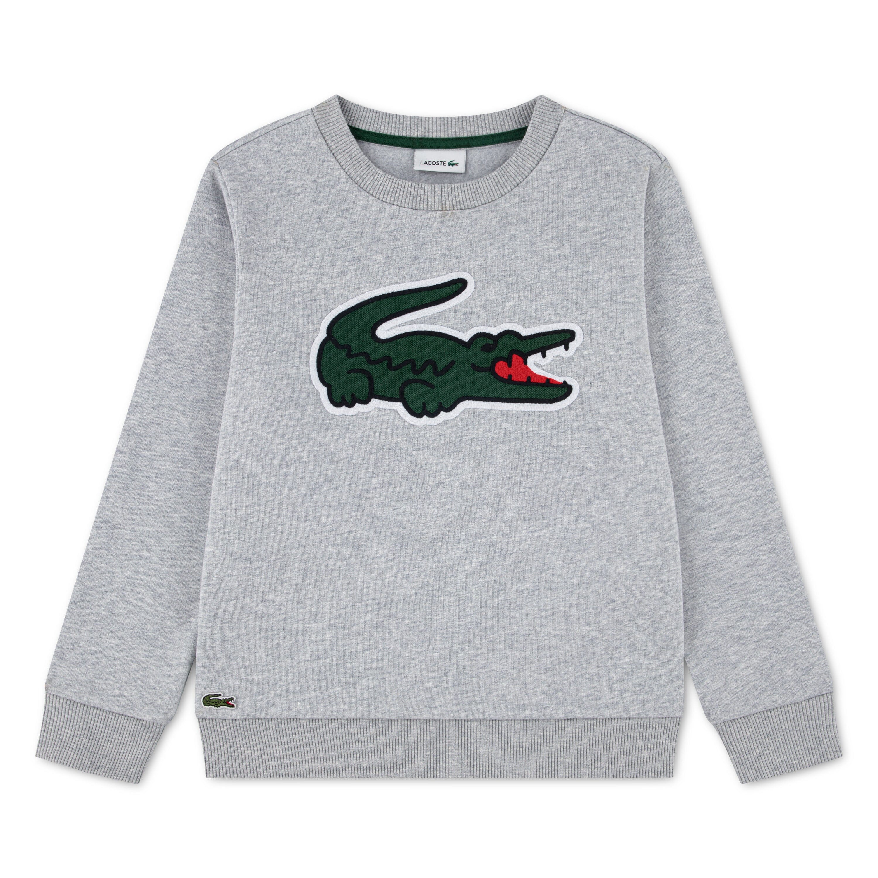Lacoste Kids Sweatshirt grau Heather mit XXL-Krokodil Sweatshirt Lacoste 6 Jahre ( 110-116 )