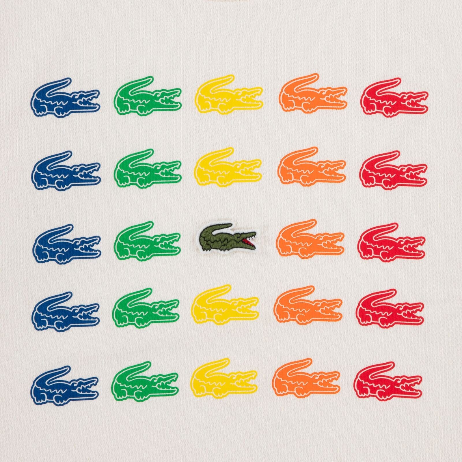 LACOSTE Kids T-Shirt „Multi Croc Grid“ – Cream T-Shirt Lacoste