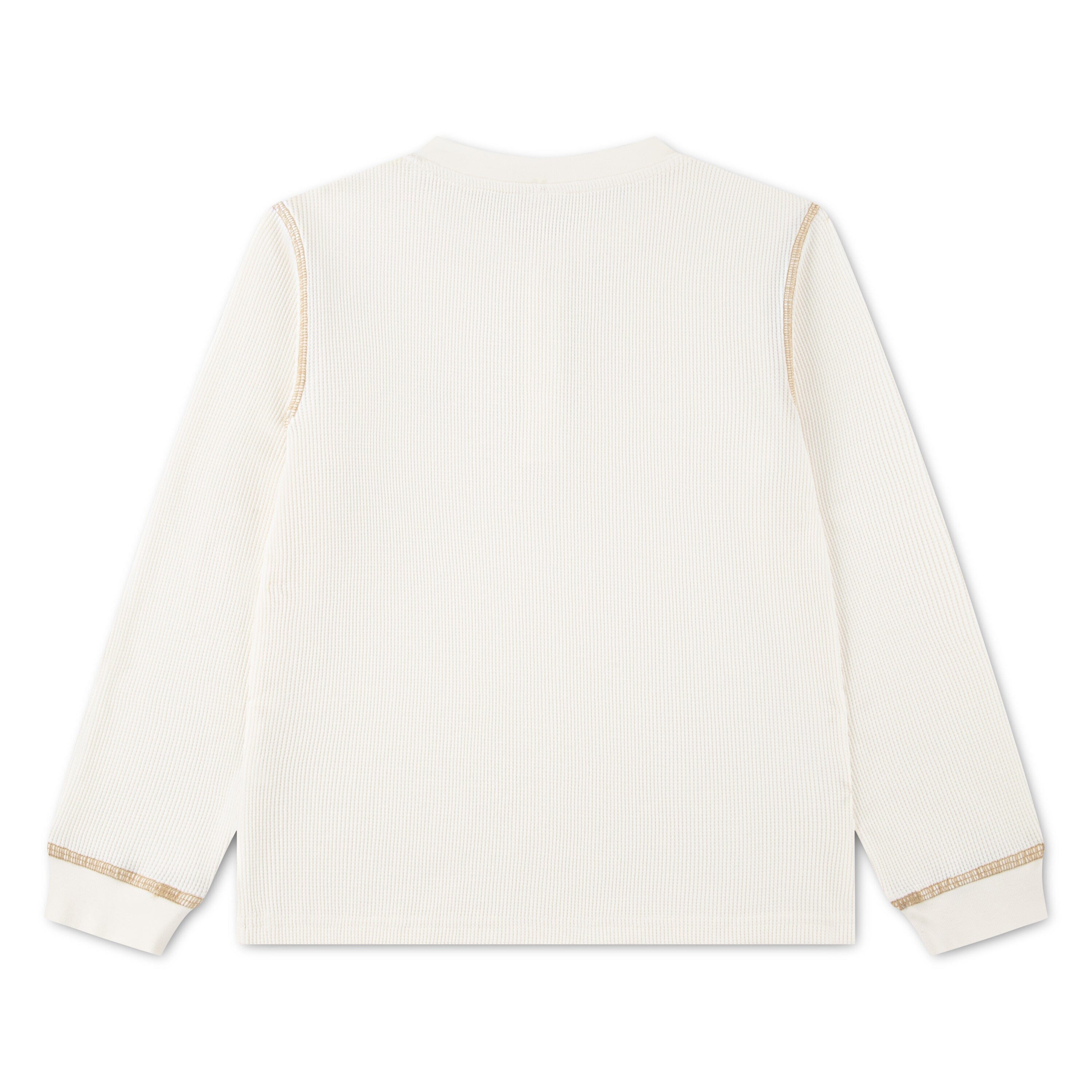 Lacoste Kinder Henley Langarmshirt FARINE creme Waffelstruktur 100% Baumwolle Langarmshirt Lacoste