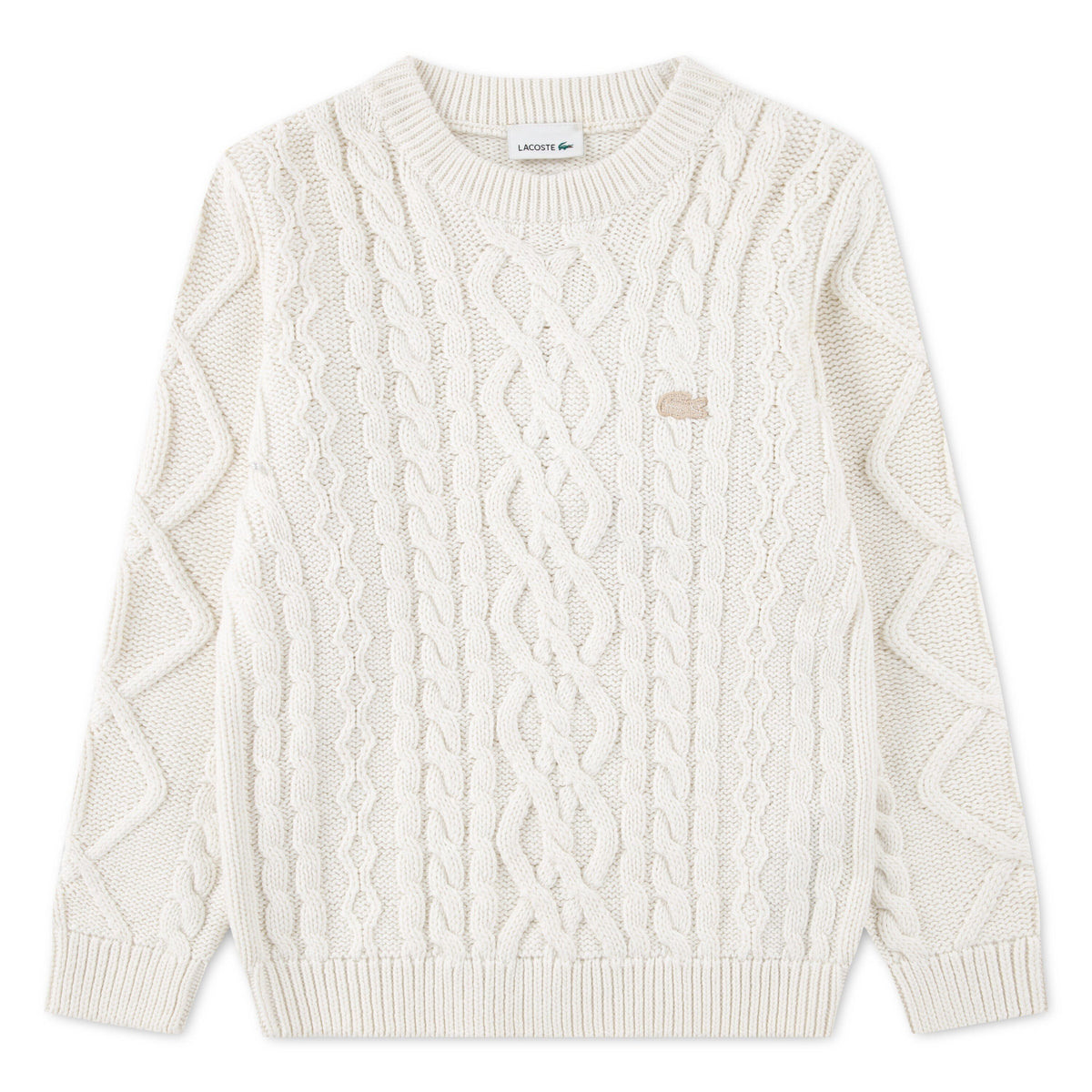 LACOSTE Kinder Zopfmuster-Pullover – FARINE Wolle und Baumwolle Pullover Lacoste 6 Jahre ( 110-116)