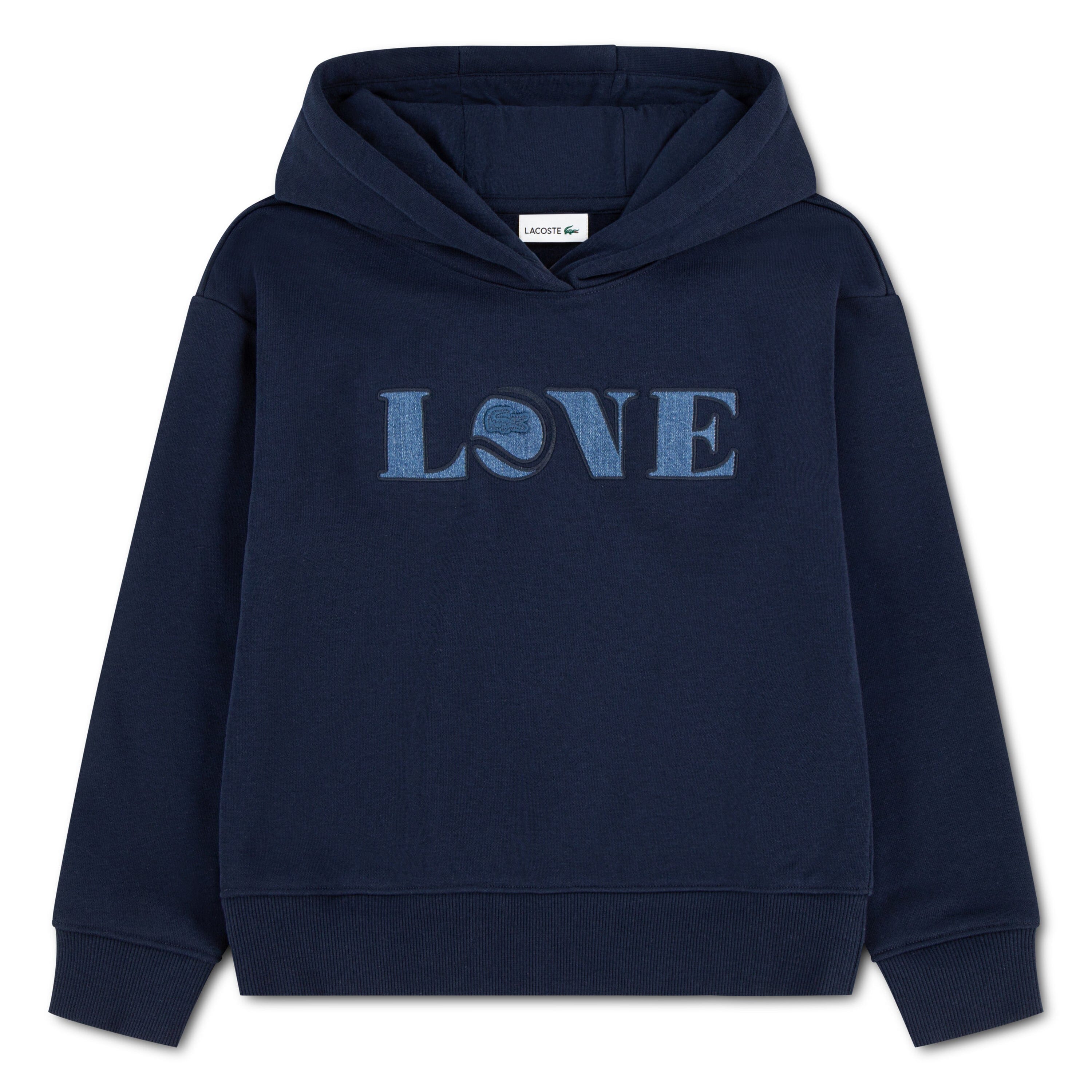 Lacoste Mädchen Hoodie Tennis Love MARINE navy blau mit Denim-Print Sweatshirt Lacoste 6 Jahre ( 110-116 )