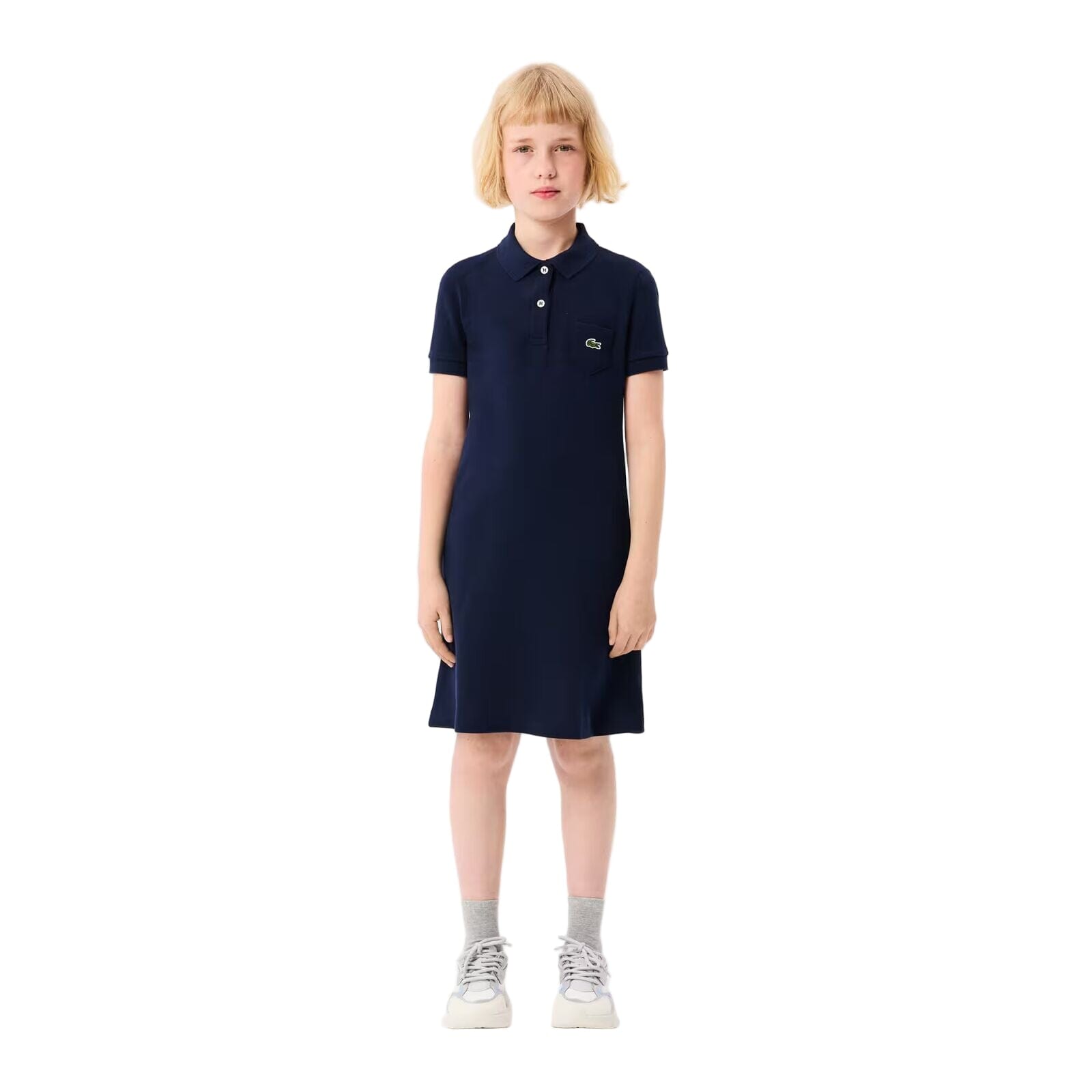 Lacoste Mädchen-Polokleid aus Petit Piqué – Marineblau Kleider Lacoste