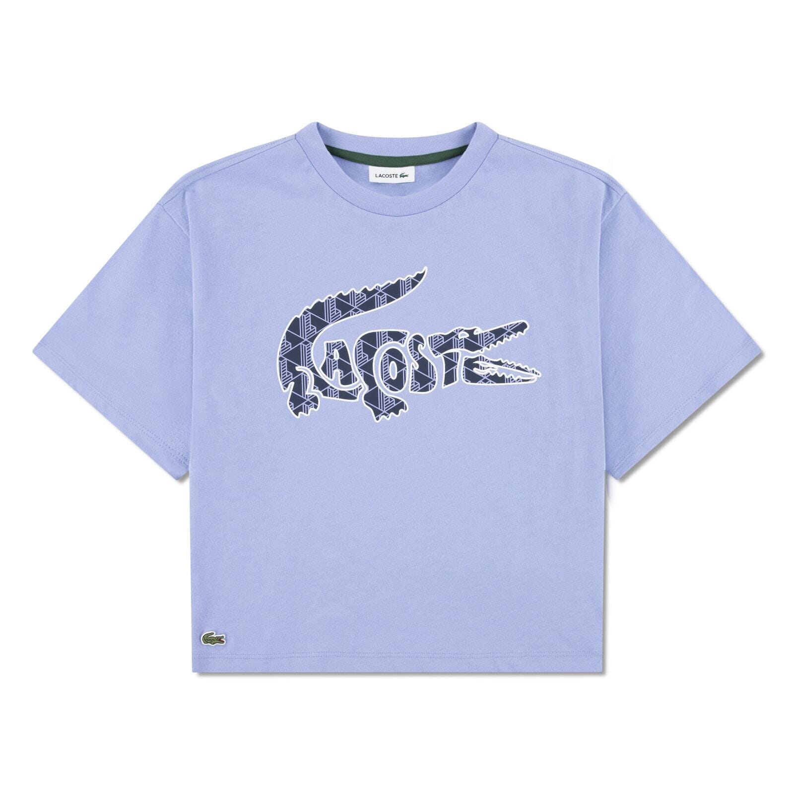 Lacoste Mädchen-T-Shirt mit großem Monogramm-Krokodil – Lila T-Shirt Lacoste 10 Jahre (134-140)