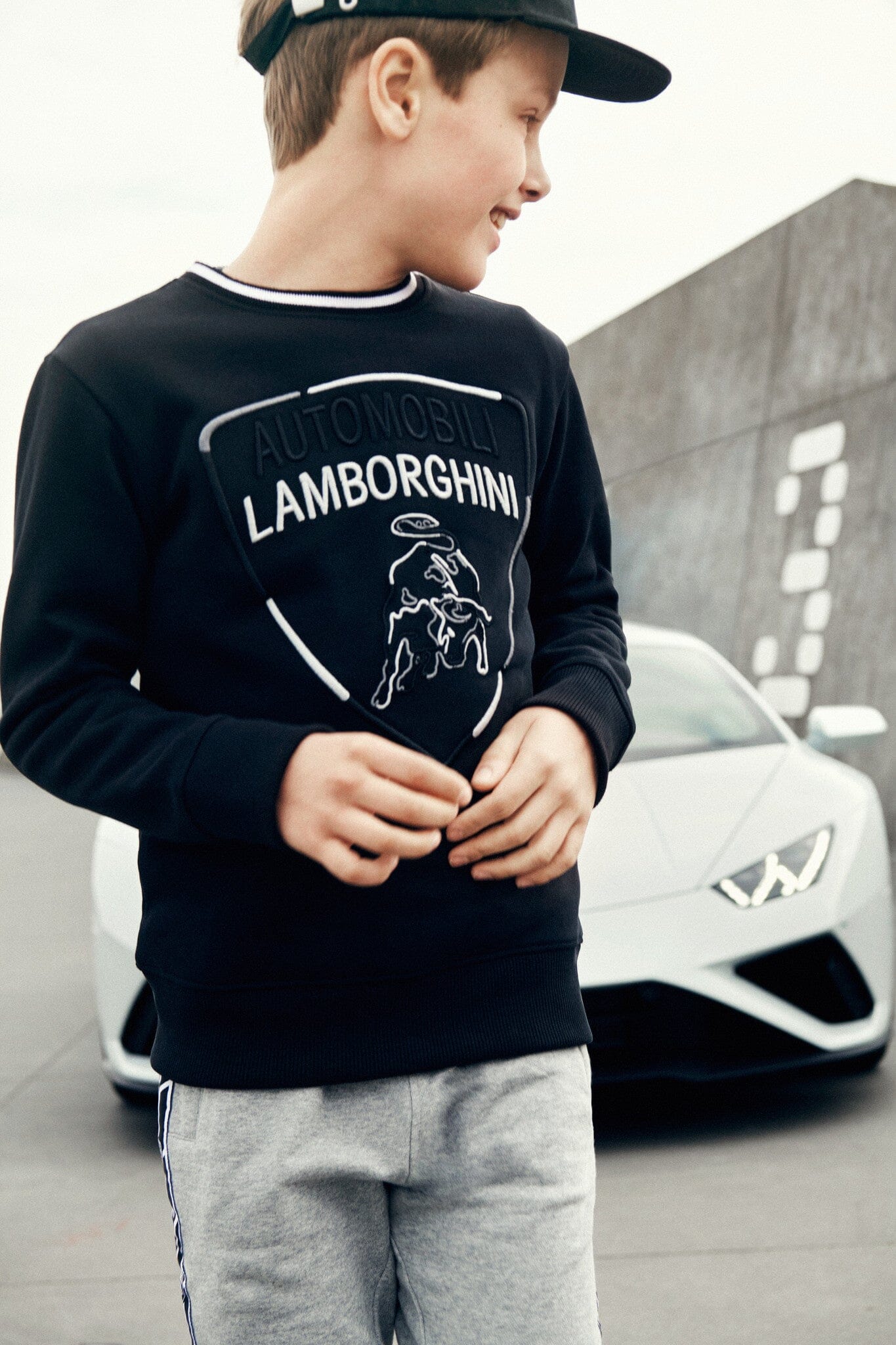 Automobili Lamborghini Sweatshirt Logoprintschwarz Sweatshirt AUTOMOBILI LAMBORGHINI KIDSWEAR