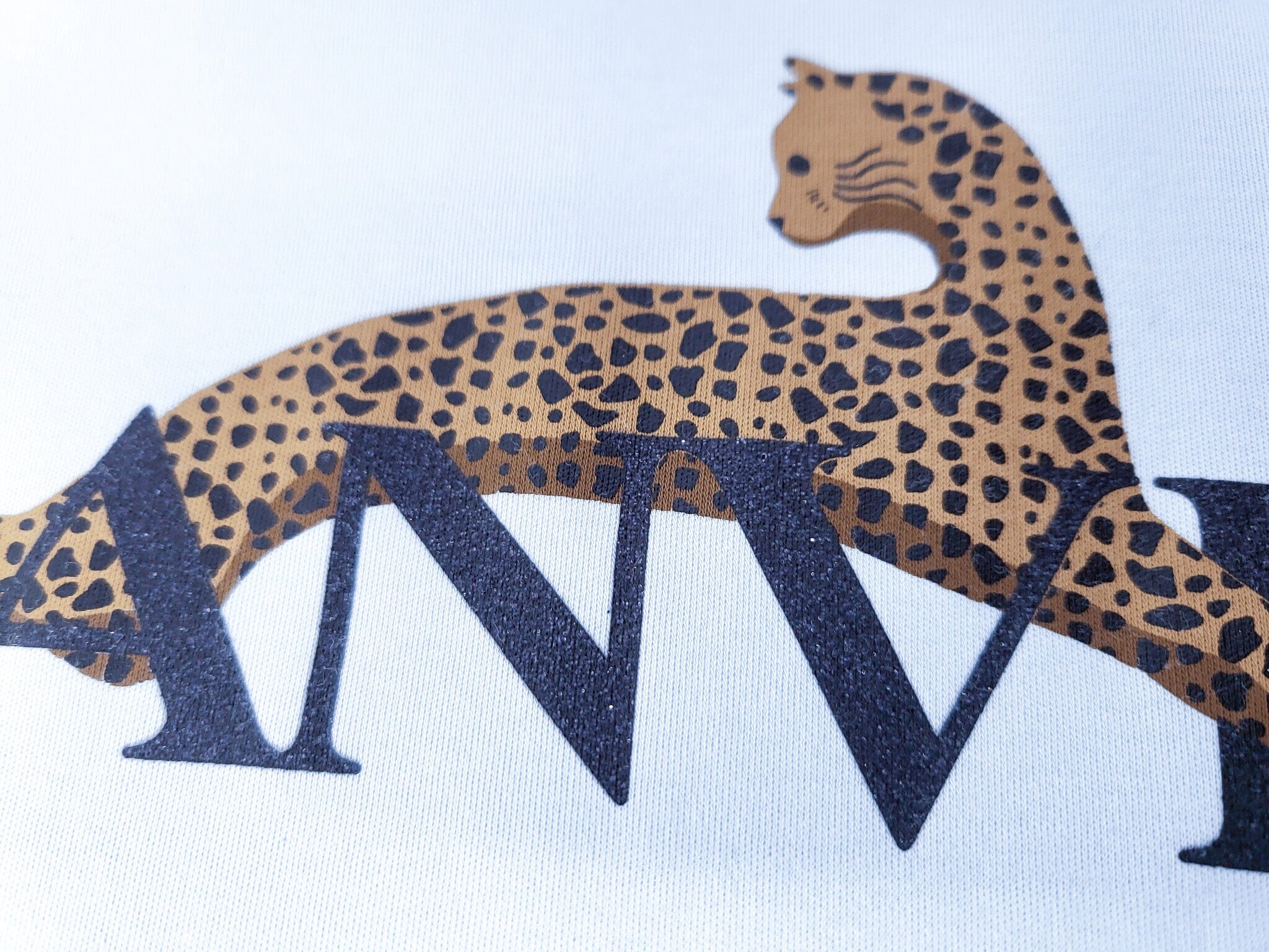 Lanvin Longsleeve hellblau mit Logo und Leopardenmotiv Rundhals Langarm Langarmshirt Lanvin