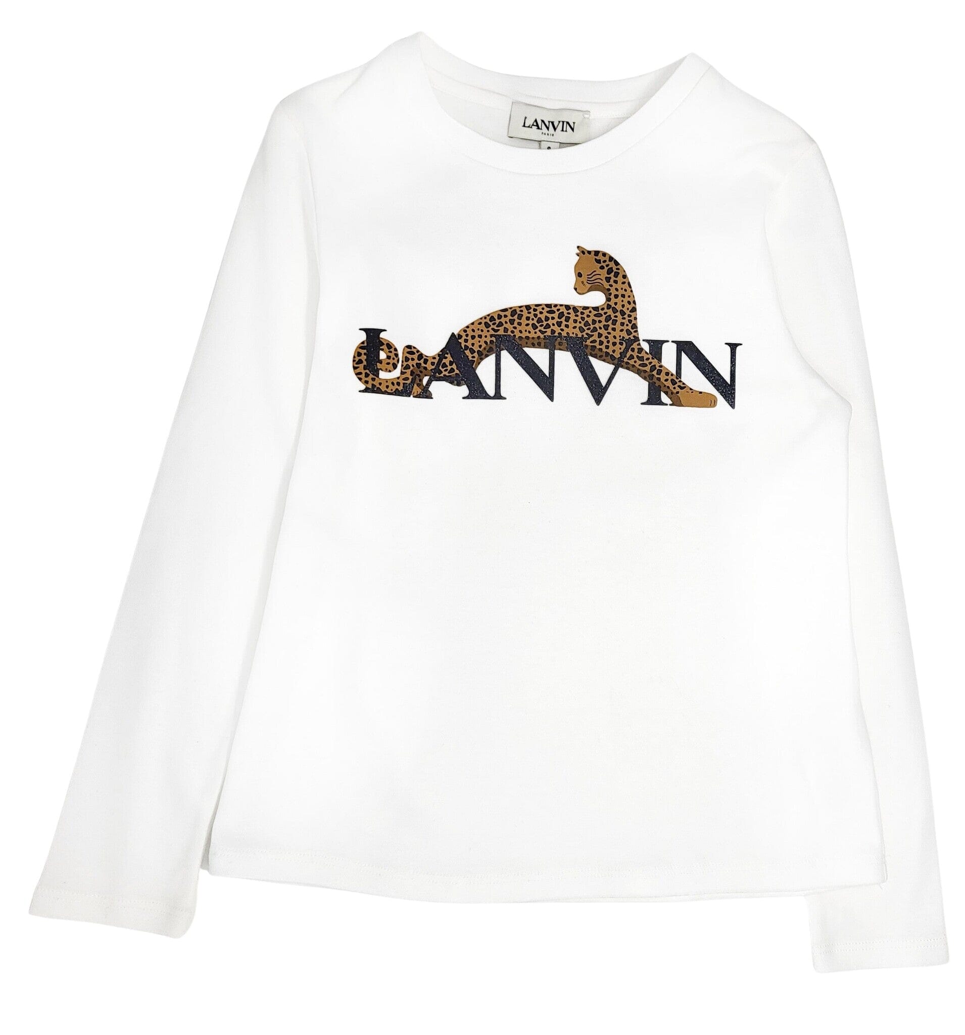 Lanvin Longsleeve weiß mit Logo und Leopardenmotiv Rundhals Langarm - Copy Langarmshirt Lanvin