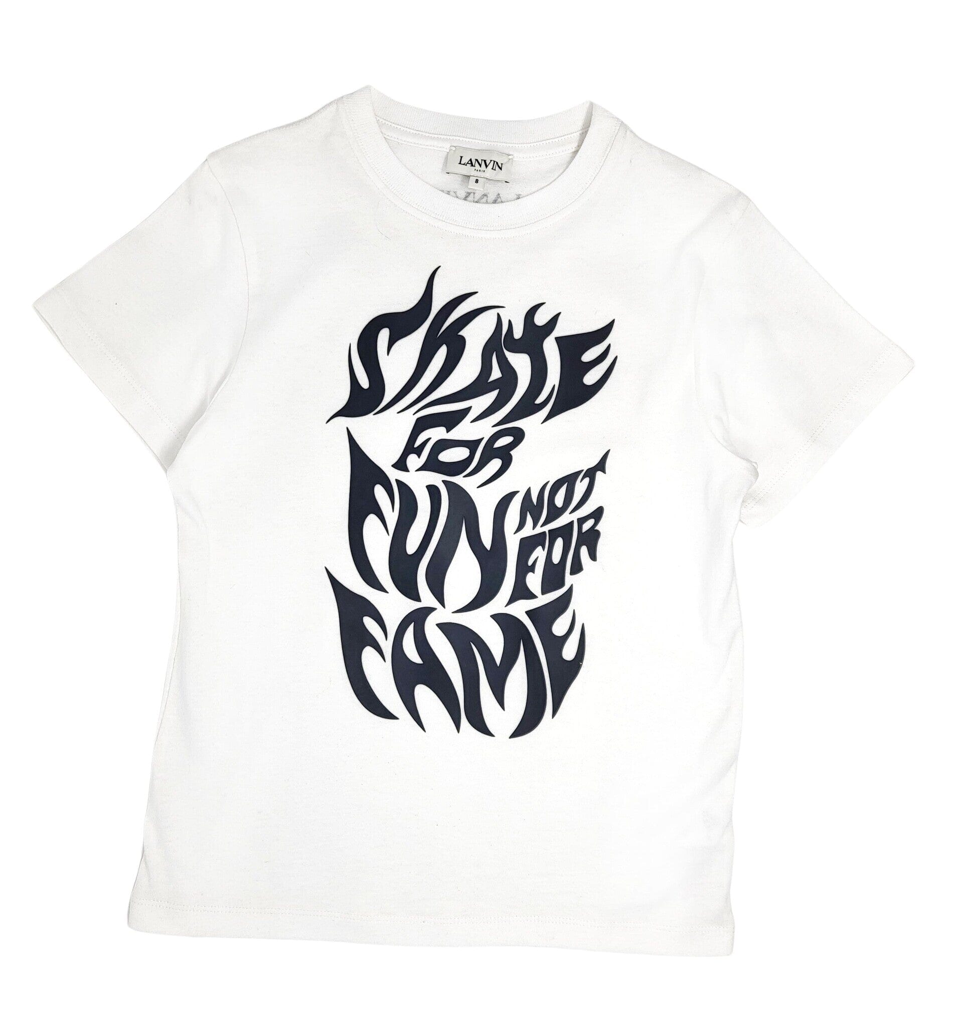 Lanvin T-Shirt weiß mit Logo und Skater-Motiv in neumodischer Schrift "skate for fun not for fame" T-Shirt Lanvin
