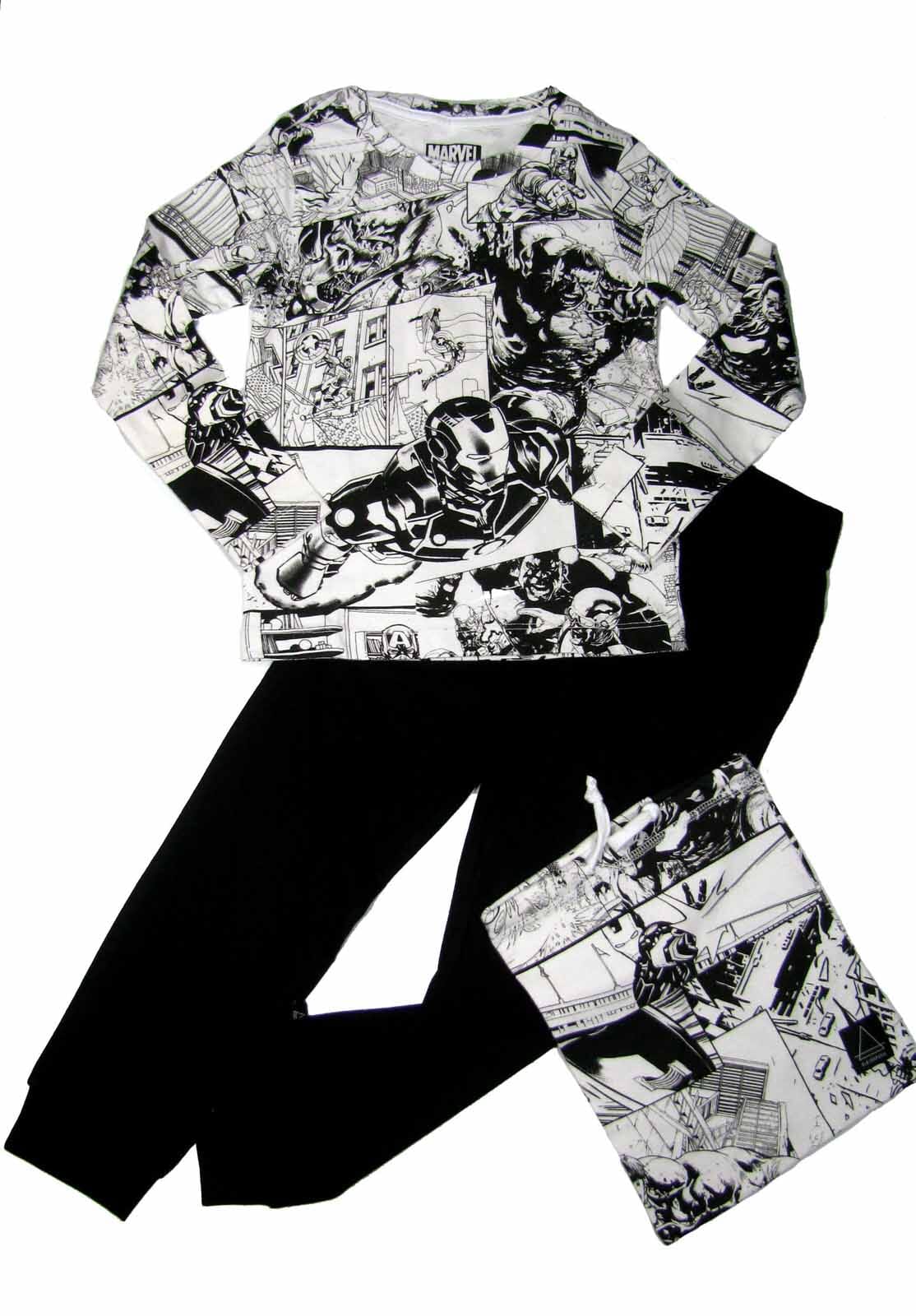 LITTLE ELEVEN PARIS Pyjama Schlafanzug schwarz weiß Marvel Schlafanzug LITTLE Elevenparis