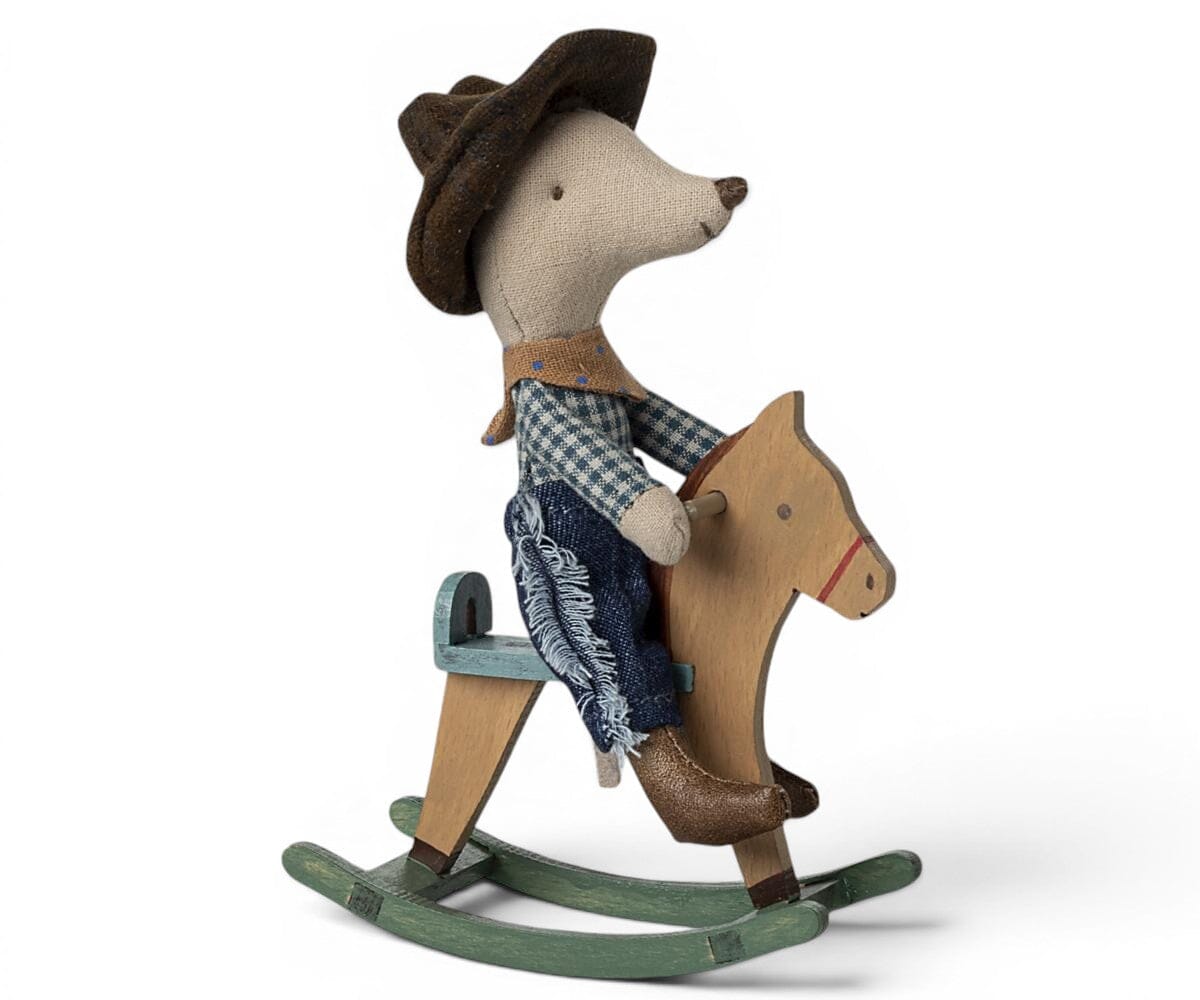 Maileg Cowboy Maus auf Schaukelpferd - "Little Brother" Kuscheltiere Maileg