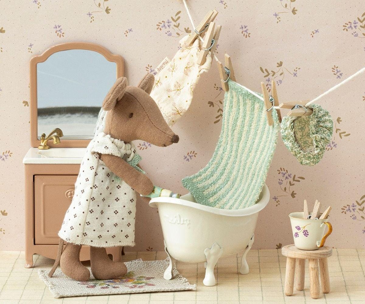 Maileg nostalgische Badewanne in Creme, 10cm Kuscheltiere Maileg