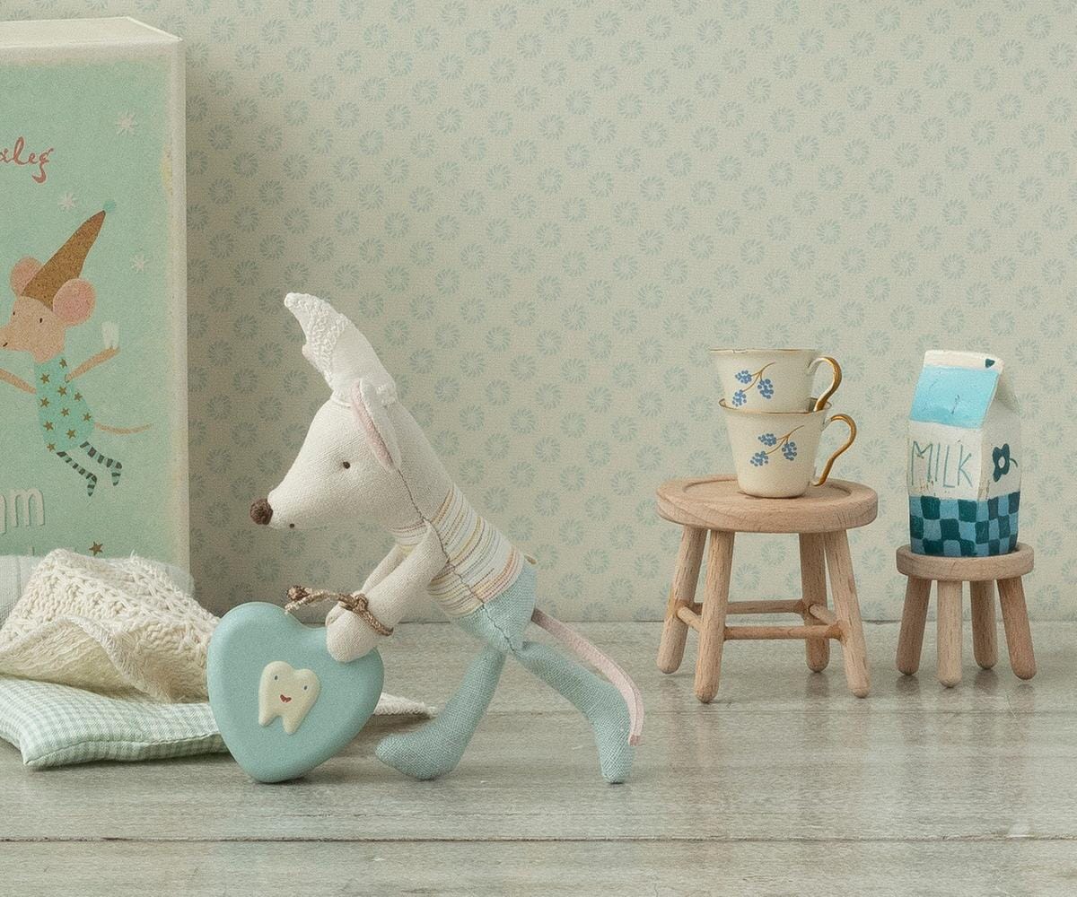 Maileg Tisch und Hocker Set aus Holz Kuscheltiere Maileg