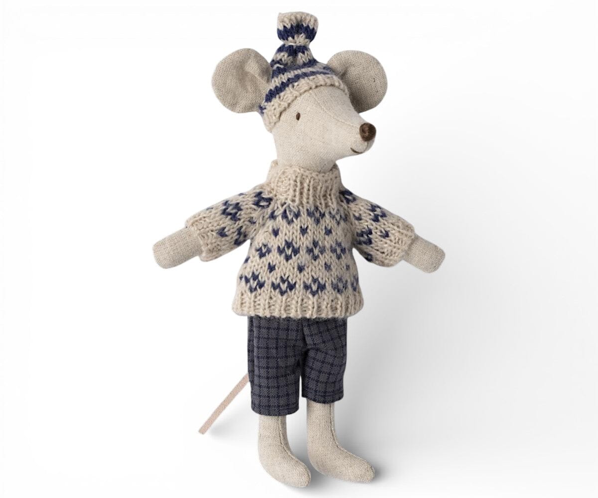 Maileg Wintermaus mit Skiset „Papa“ – Blau Kuscheltiere Maileg