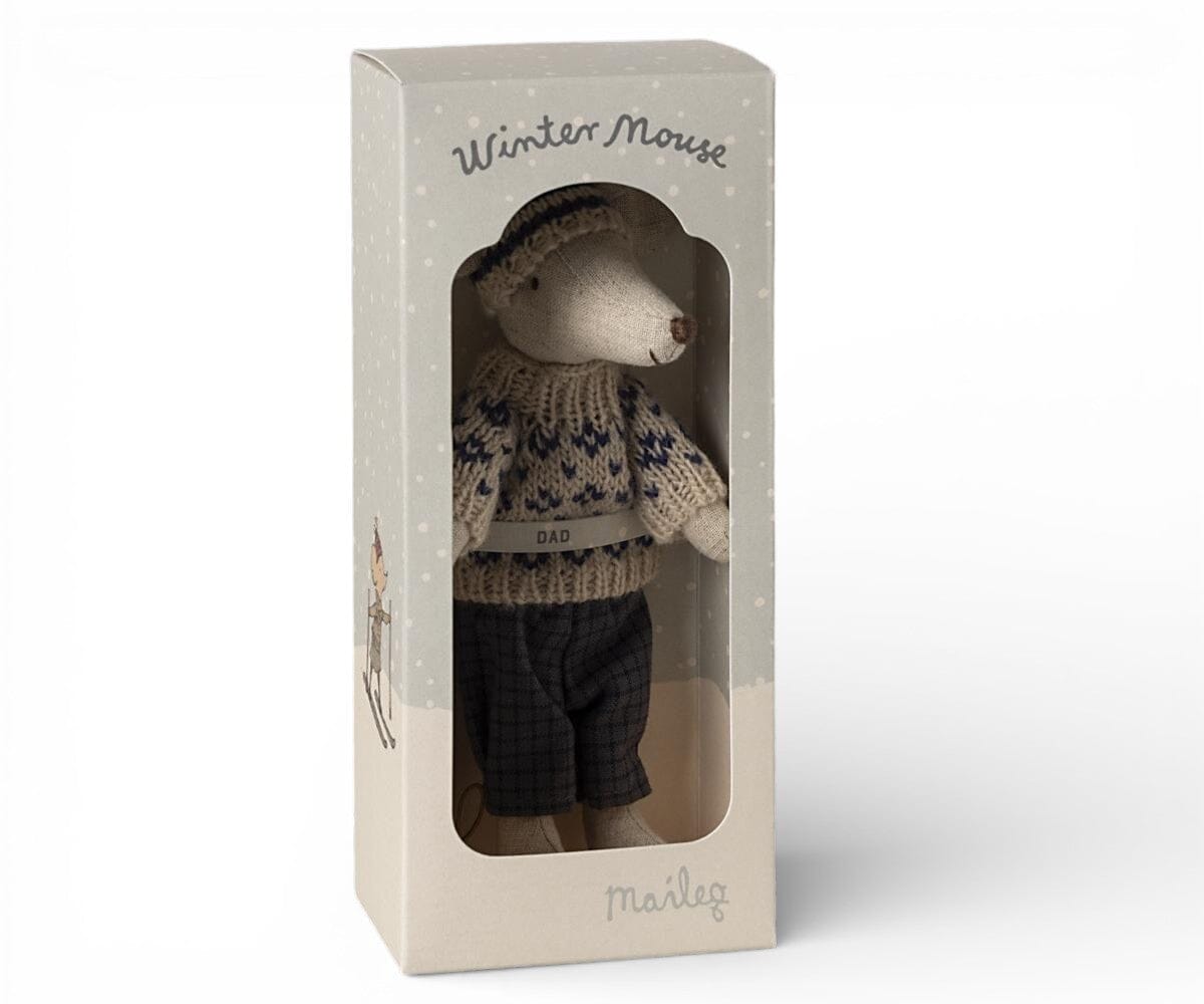 Maileg Wintermaus mit Skiset „Papa“ – Blau Kuscheltiere Maileg