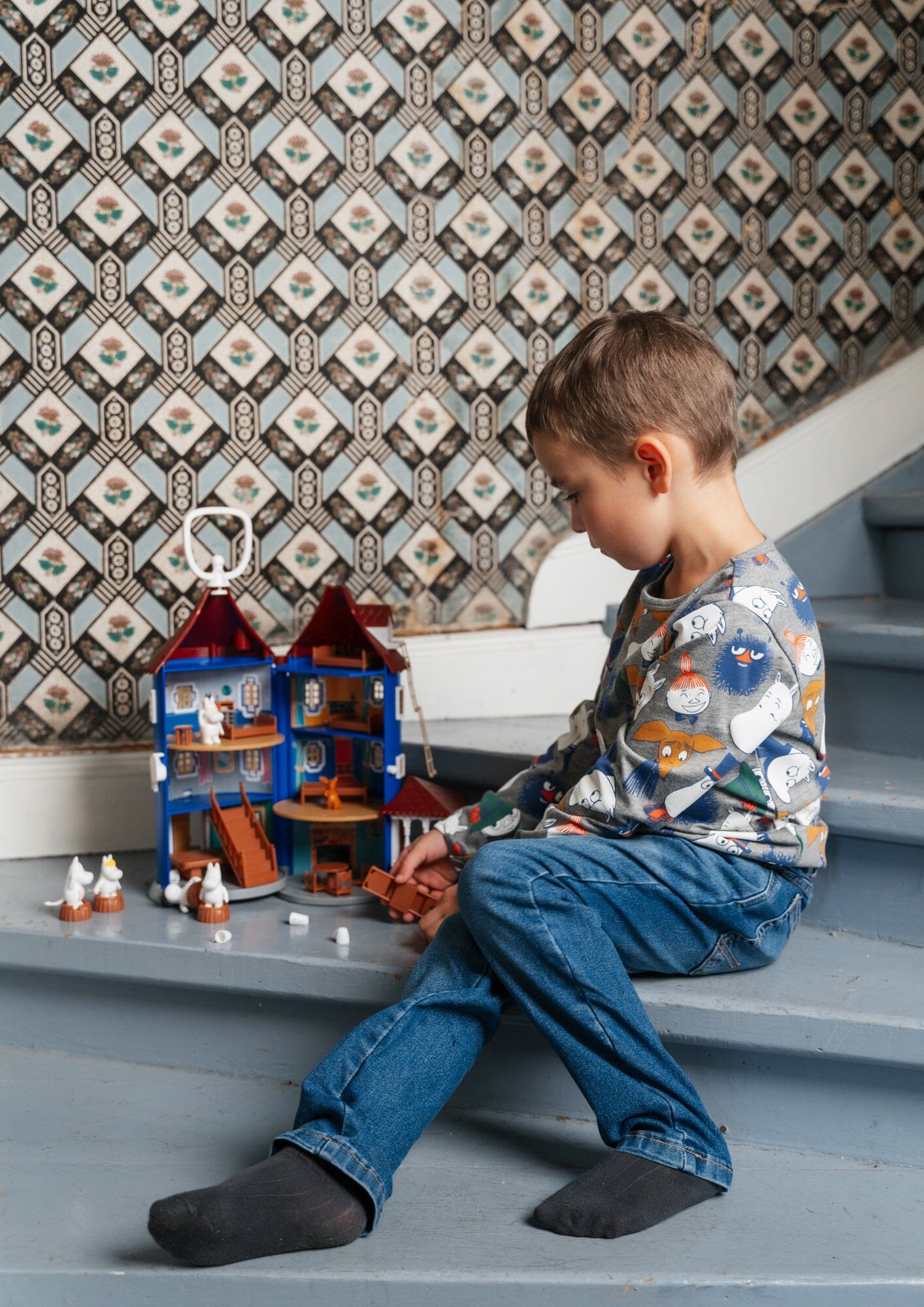 Martinex Moomin Langarmshirt grau verschiedene Gesichtsausdrücke © Moomin Characters Langarmshirt Moomin by Martinex