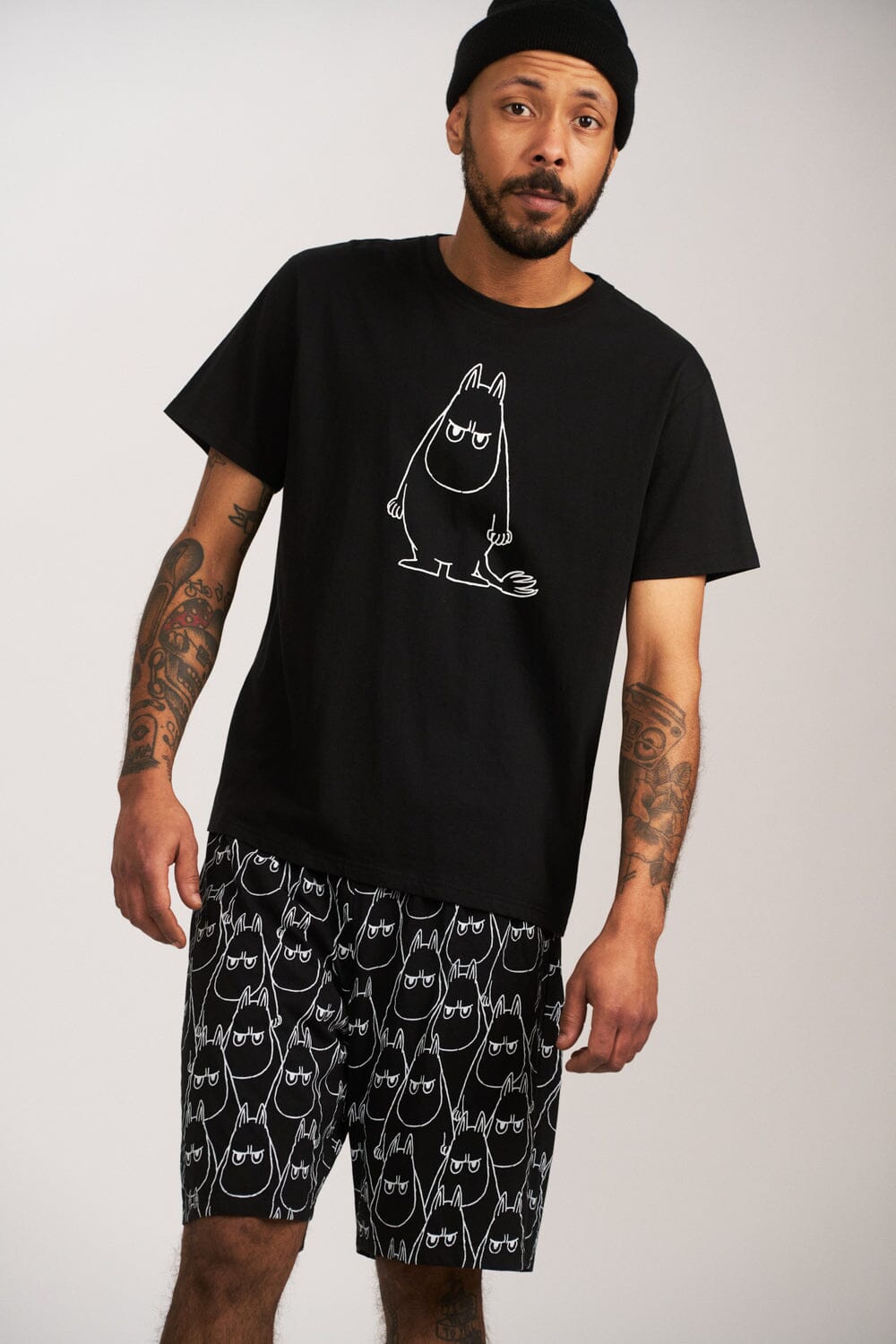 Martinex Moomin Herren PJ Short Set „Vesa“ Anger – Black Schlafanzug Moomin by Martinex