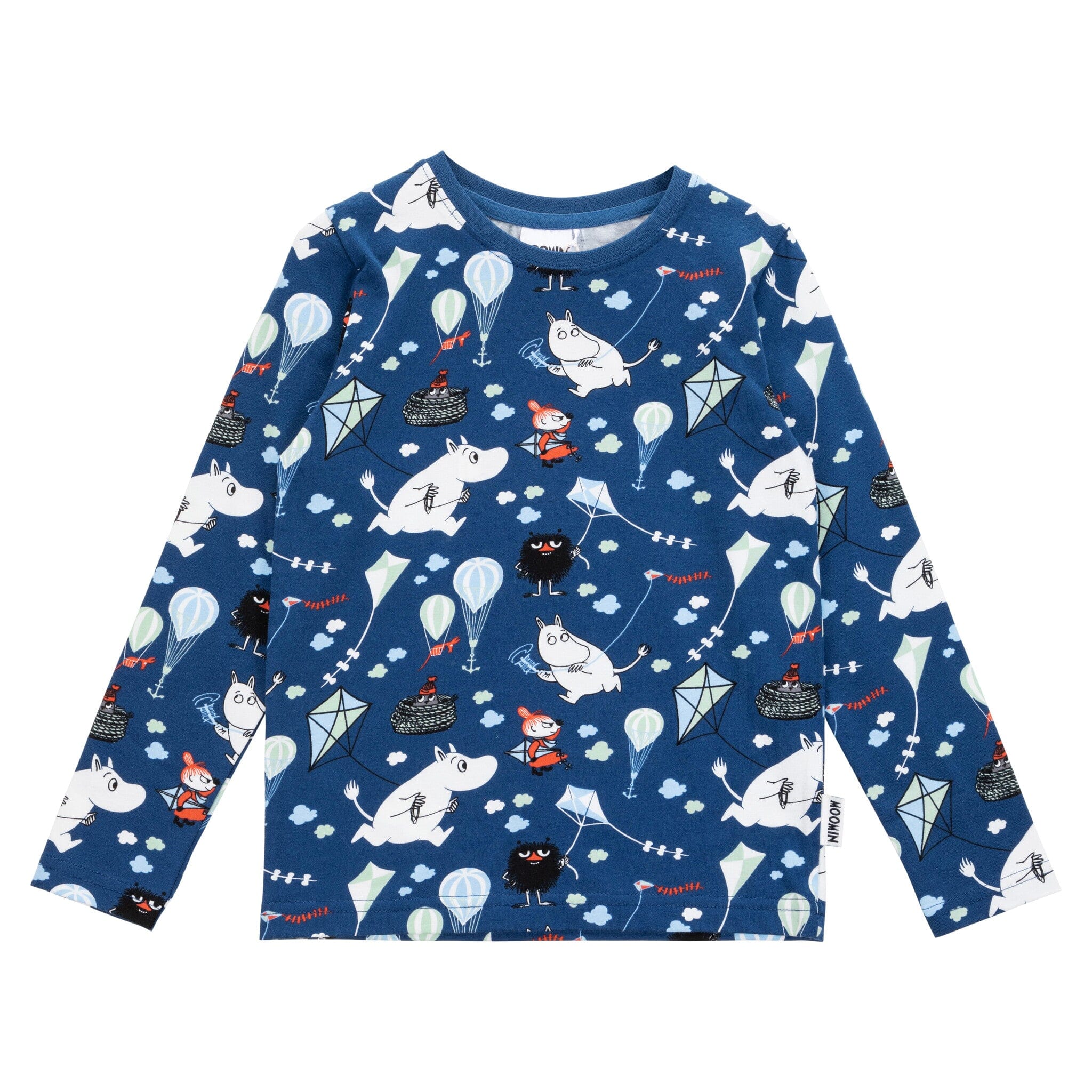 Martinex Moomin Langarmshirt dunkelblau mit Allover Mumintroll-Drachen © Moomin Characters T-Shirt Moomin by Martinex