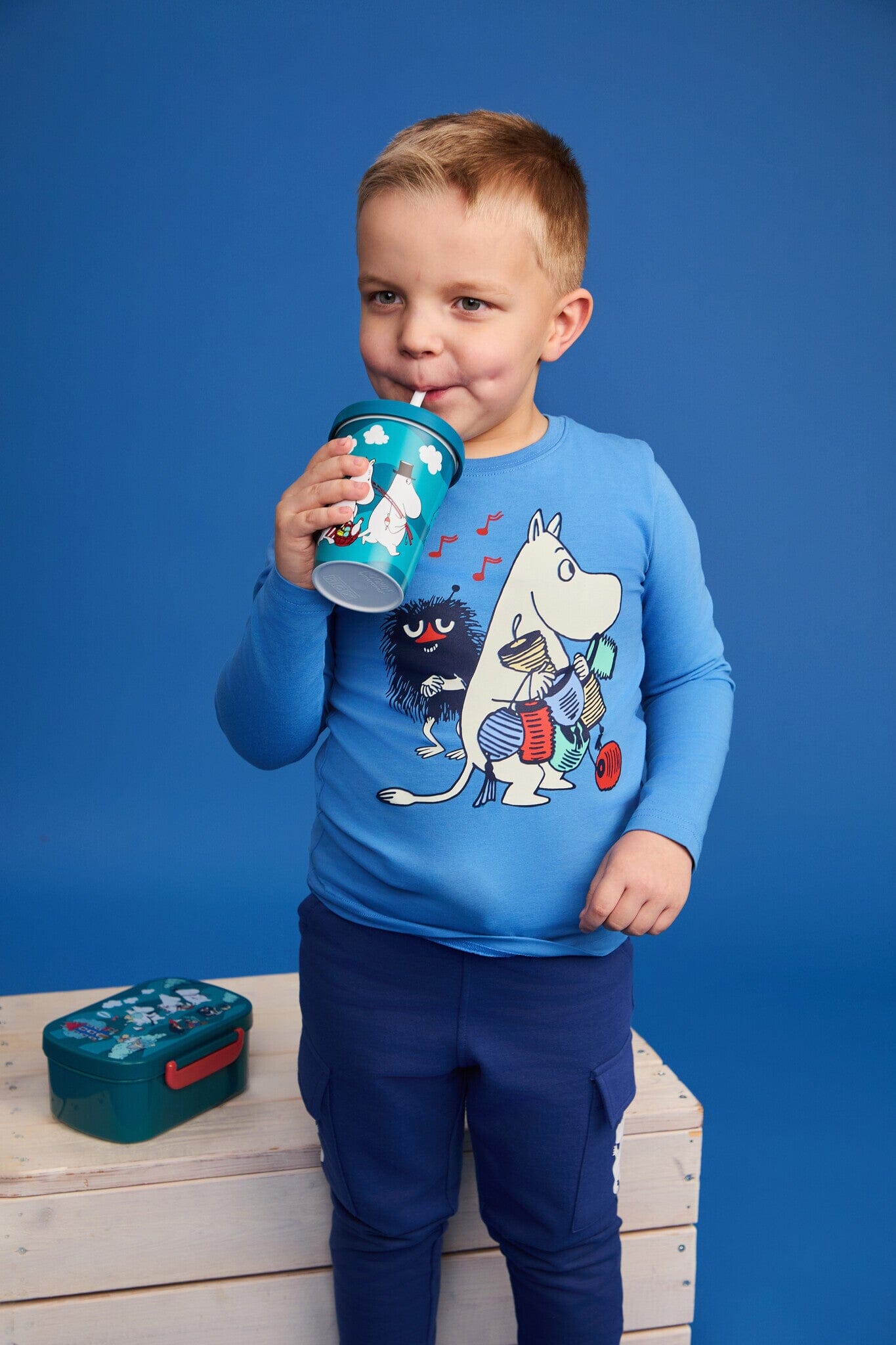 Martinex Moomin Langarmshirt blau mit bunten Laternen © Moomin Characters Langarmshirt Moomin by Martinex