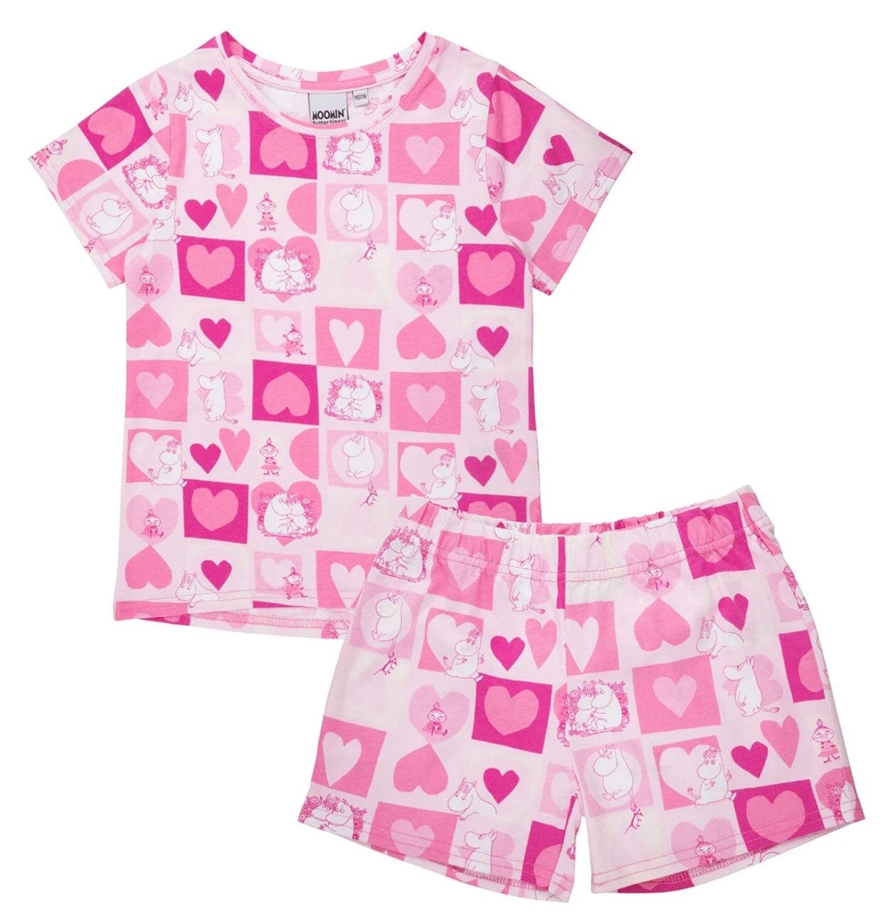 Martinex kurzärmeliger Moomin Pyjama mit Herzen in Rosa Schlafanzug Moomin by Martinex