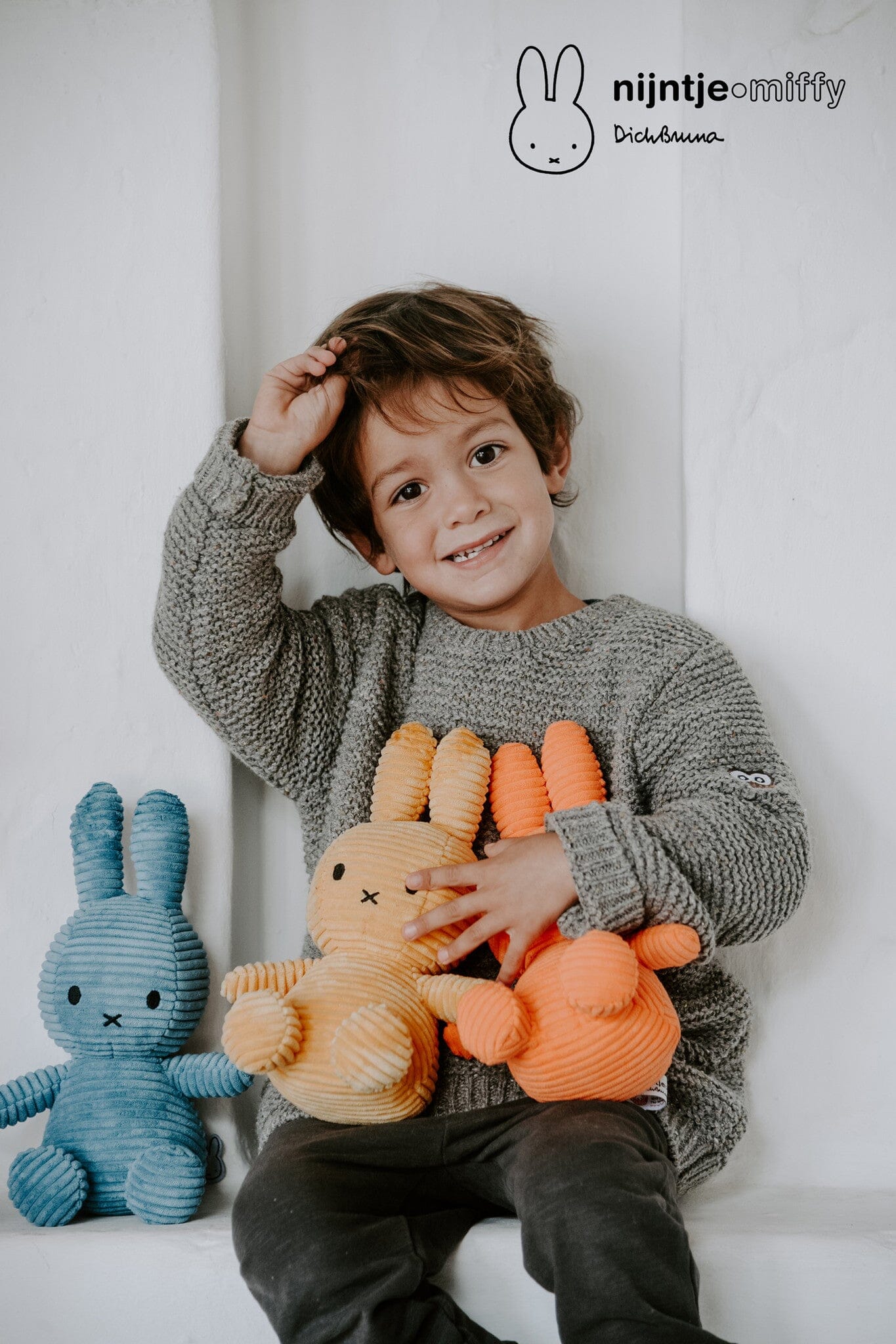 Miffy aus ECO Cord sitzend Farbe türkis / turqouise 23 cm Kuscheltiere Bon Ton Toys