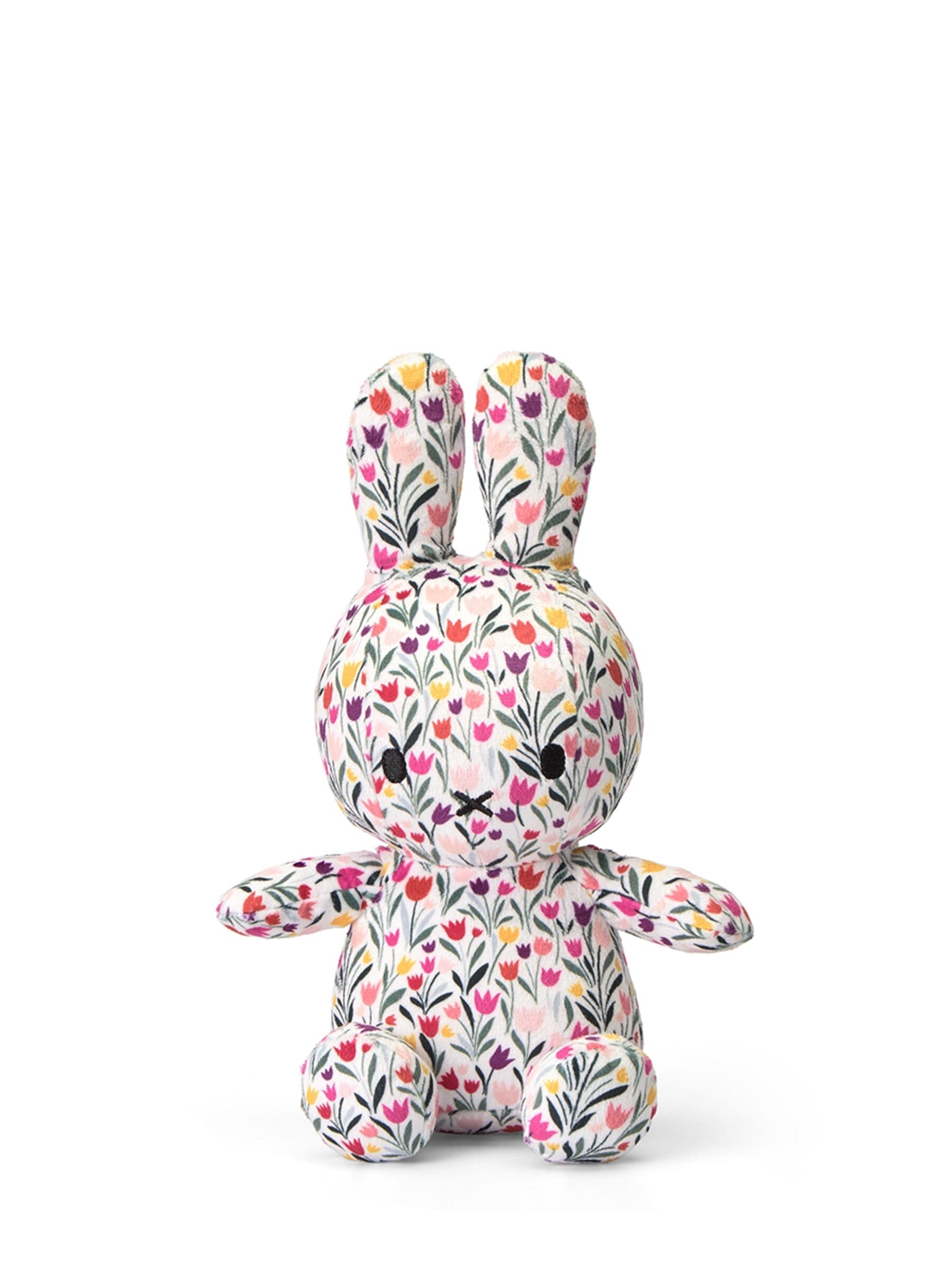 Miffy Sitting allover Tulpen Print samtig weich bunt 23 cm Kuscheltiere Bon Ton Toys