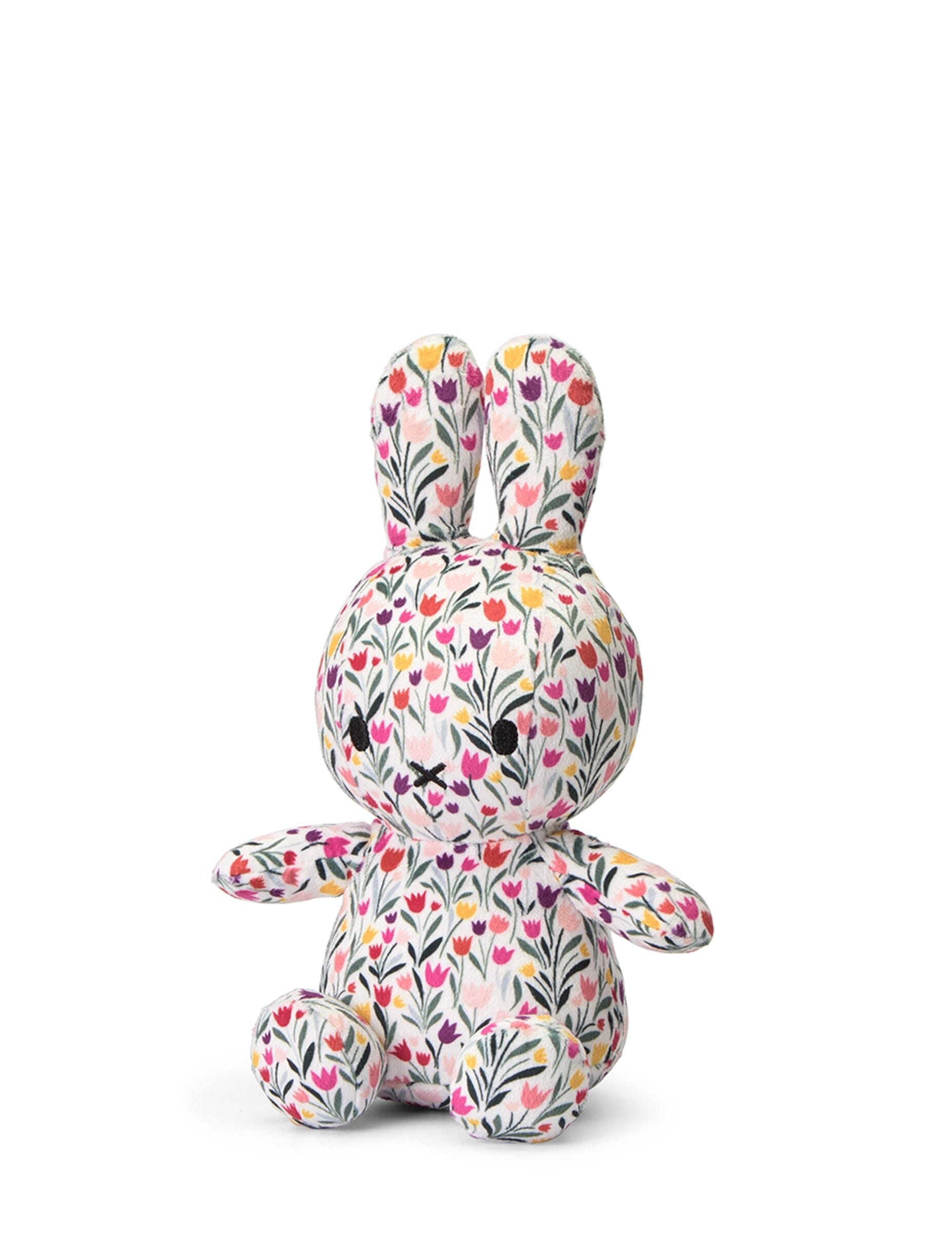 Miffy Sitting allover Tulpen Print samtig weich bunt 23 cm Kuscheltiere Bon Ton Toys