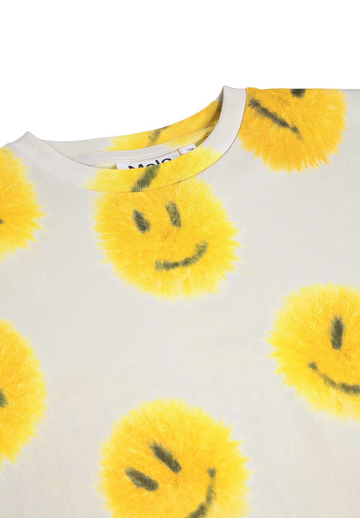 MOLO T-Shirt Riley hellgrau mit Smiley-Print gelb flauschiger Look T-Shirt MOLO