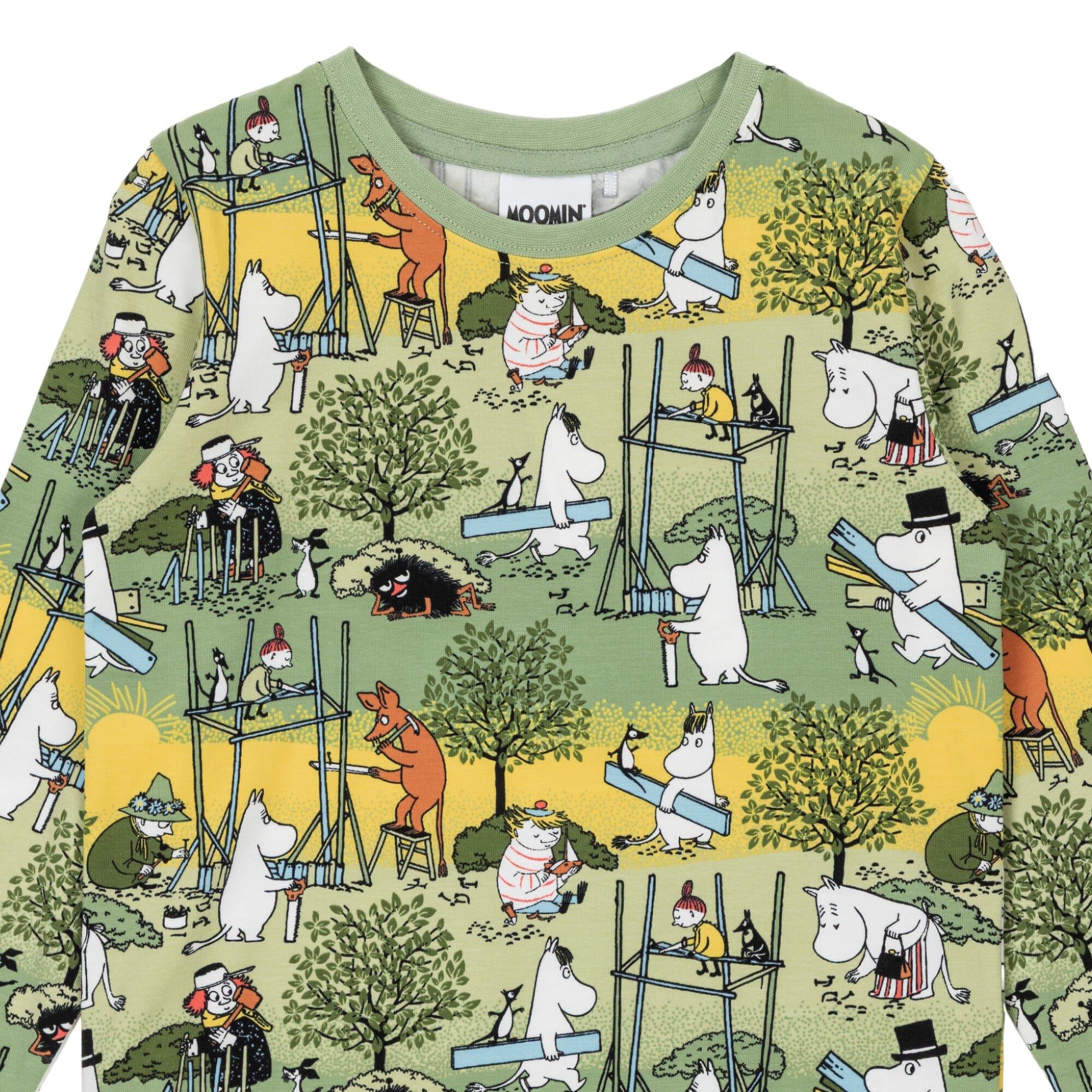 Moomin Langarmshirt „Busy Bees“ – Green, Allover-Print Langarmshirt Moomin by Martinex
