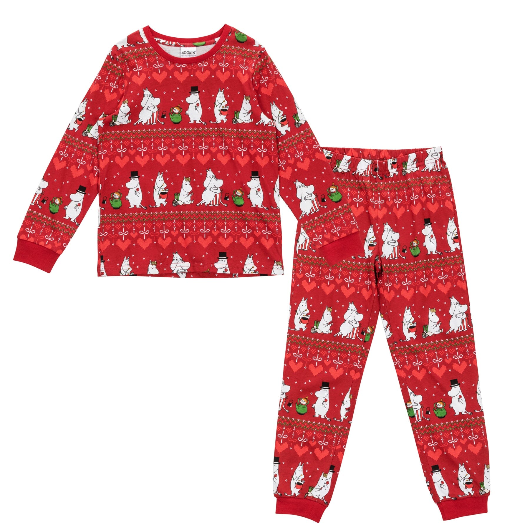 MOOMIN Winter Heart Pyjama – Dark Red (Kinder) © Moomin Characters Schlafanzug Moomin by Martinex 110 / 116