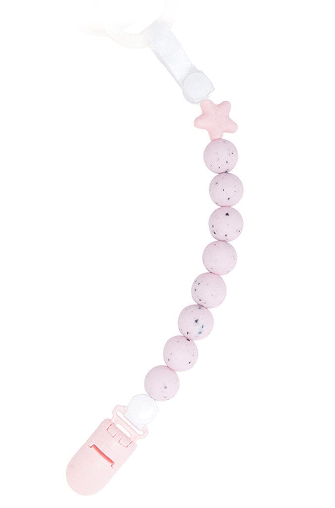 NIBBLING Schnullerkette Pluto rosa gesprenkelt Schnullerketten NIBBLING