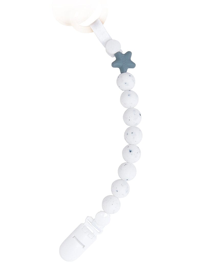 NIBBLING Schnullerkette Pluto weiß gesprenkelt Schnullerketten NIBBLING