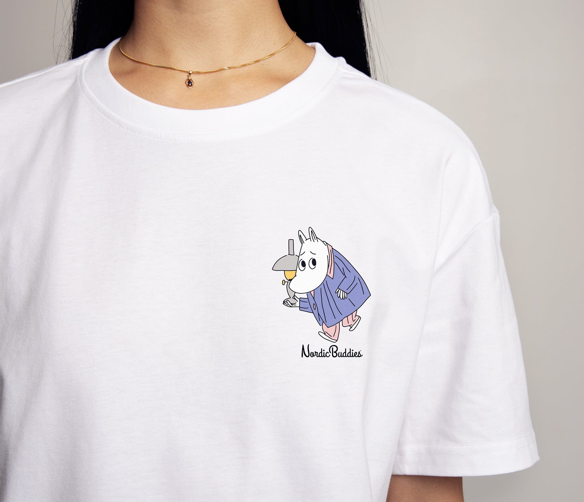Nordicbuddies - Moomin Moomin T-Shirt Mumintroll weiß mit Laterne T-Shirt Nordic Buddies