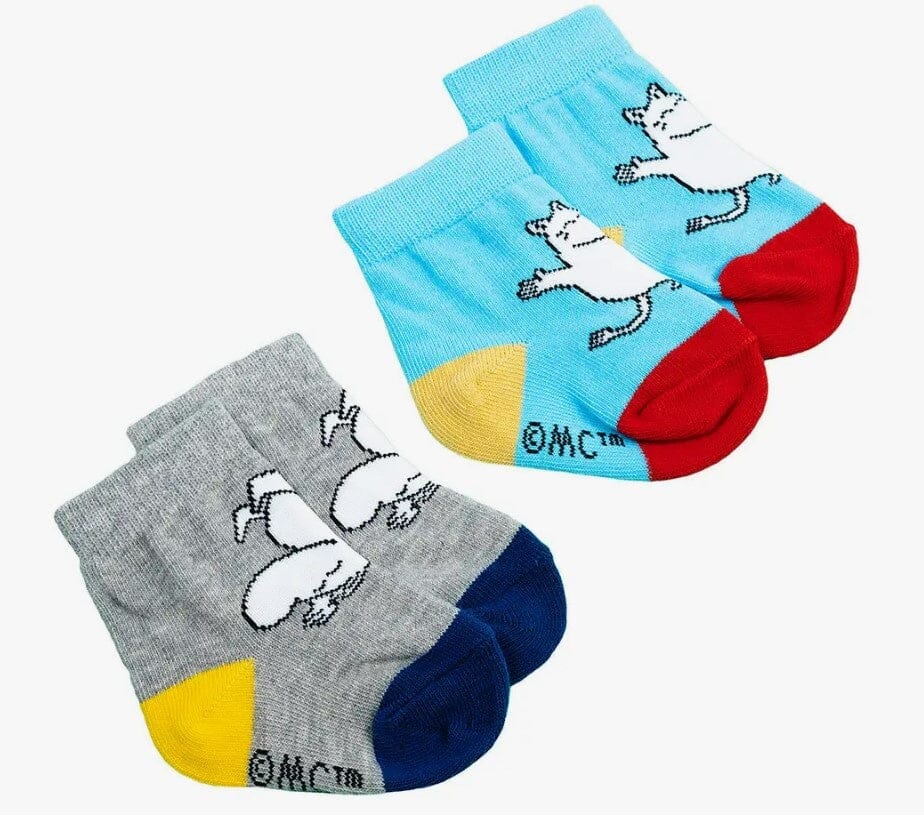 Nordicbuddies - 2er Set Socken Kinder Moomin Mumintroll Socken - türkis grau Socken Nordic Buddies