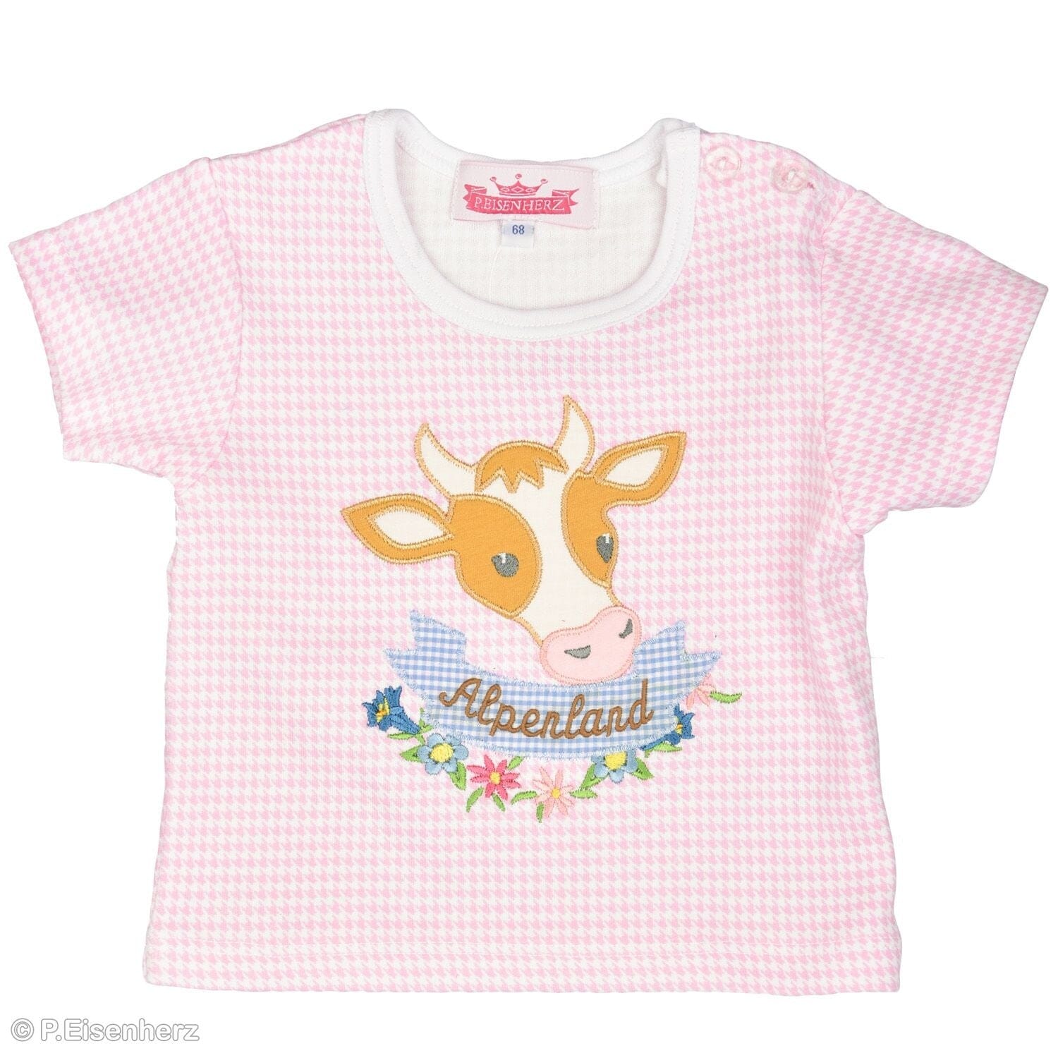 P. Eisenherz Baby T-Shirt rosa weiß Kuh Vichy Karo T-Shirt P. Eisenherz