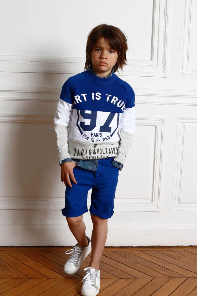 Zadig & Voltaire Sweatshirt ART IS TRUE blau / grau Blockstreifen Sweatshirt Zadig & Voltaire