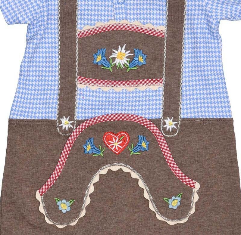 P. Eisenherz Baby Kurzoverall Lederhose Spieler / Body P. Eisenherz