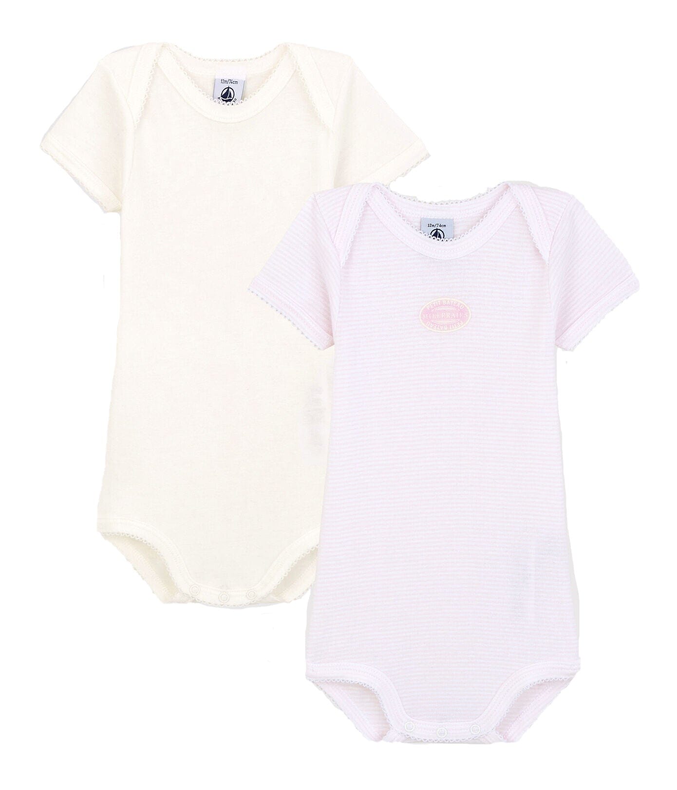 Petit Bateau Baby Bodyset Mädchen 2 Teile rosa creme Spieler und Bodys Petit Bateau