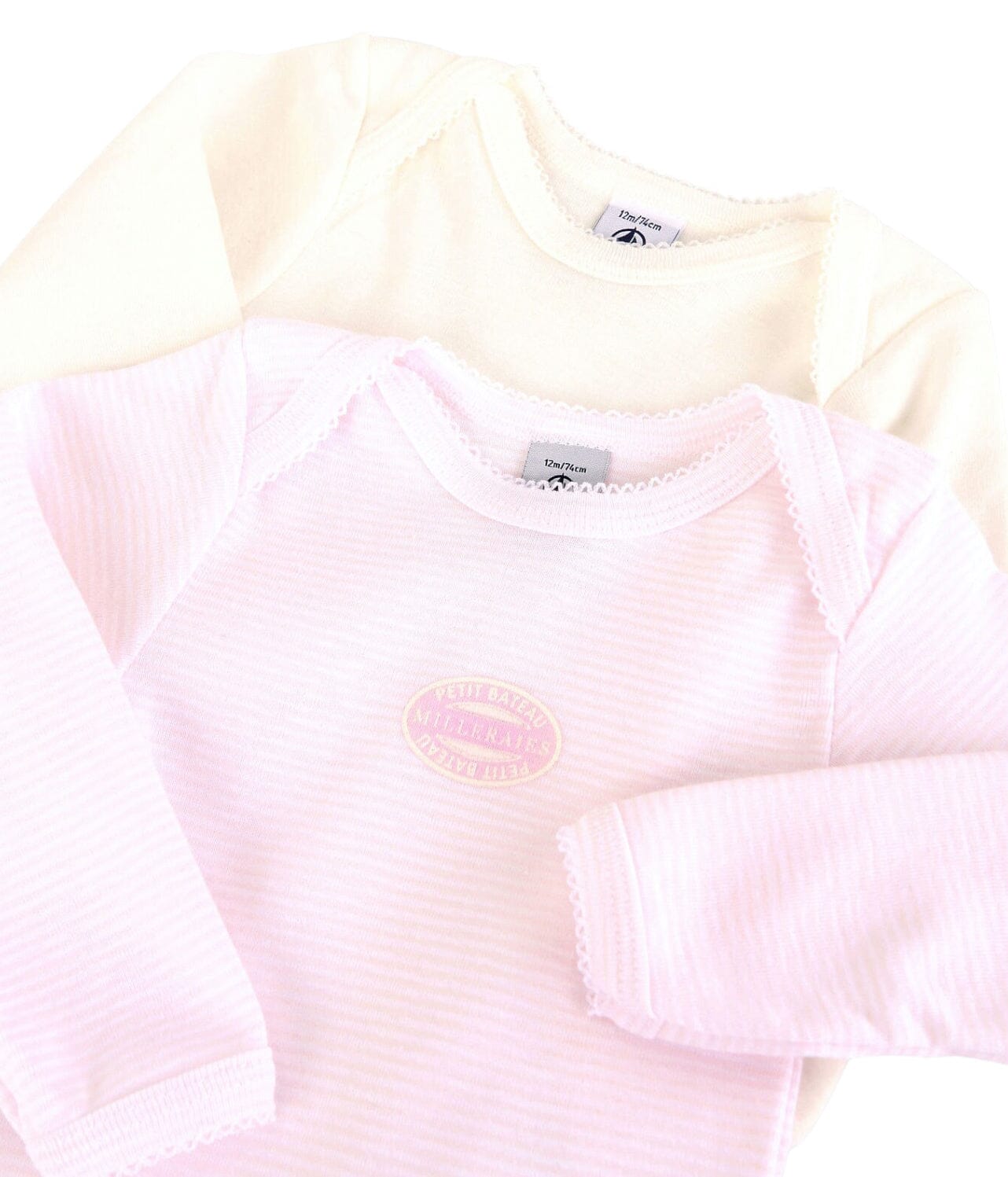 Petit Bateau Baby Bodyset Mädchen 2 Teile rosa creme langärmlig Spieler und Bodys Petit Bateau
