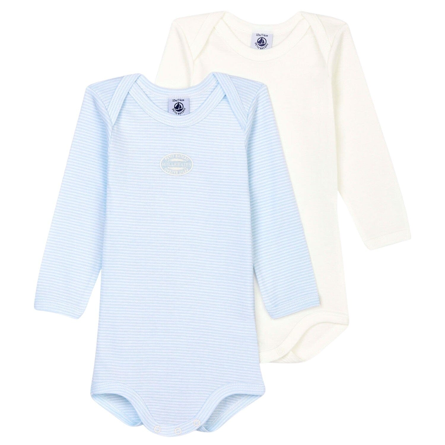 Petit Bateau Baby Bodyset Jungen 2 Teile bleu creme langärmlig Spieler und Bodys Petit Bateau