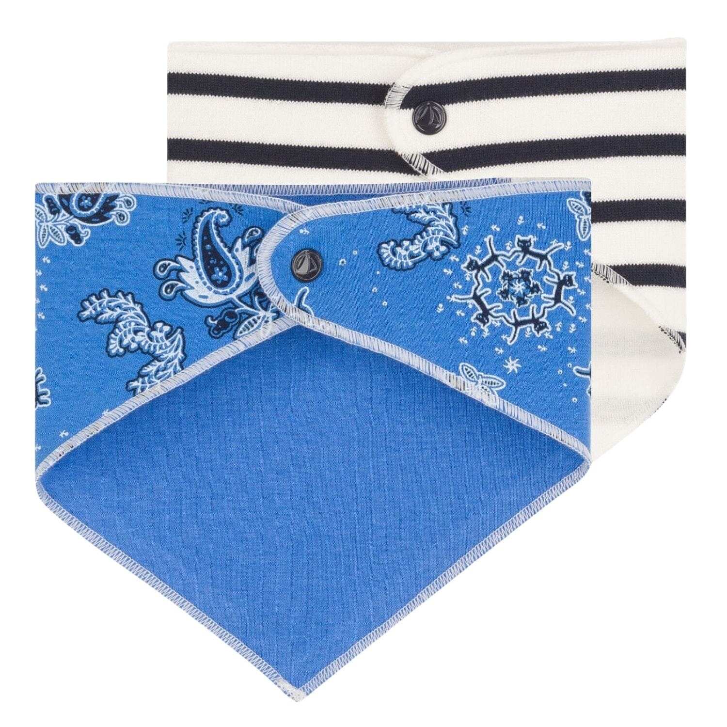Petit Bateau 2 er Set Lätzchen / Bandanas aus Rippstrick Streifen und Paisley Lätzchen Petit Bateau