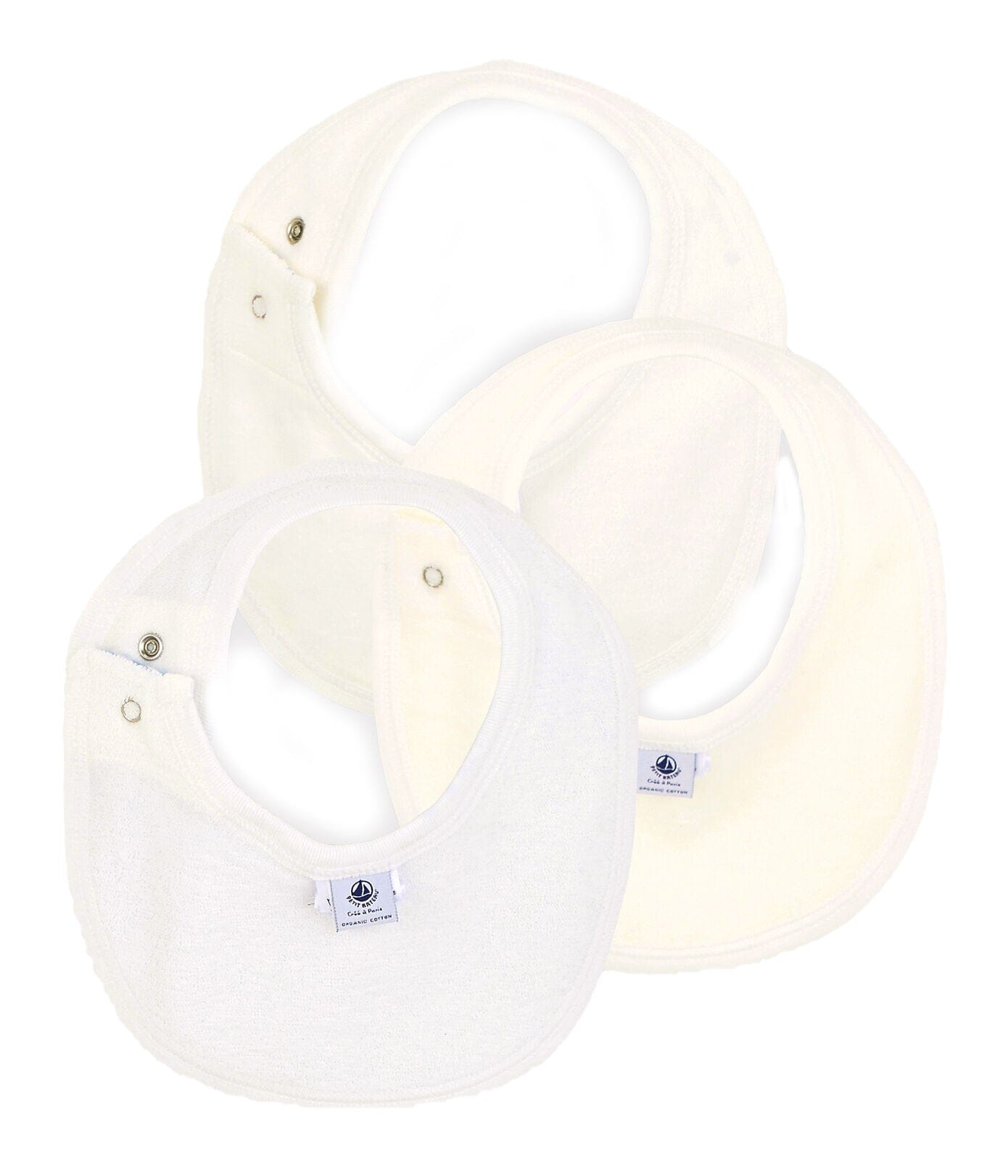 Petit Bateau 3er Set Lätzchen / Bibs aus Rippstrick blau creme Lätzchen Petit Bateau