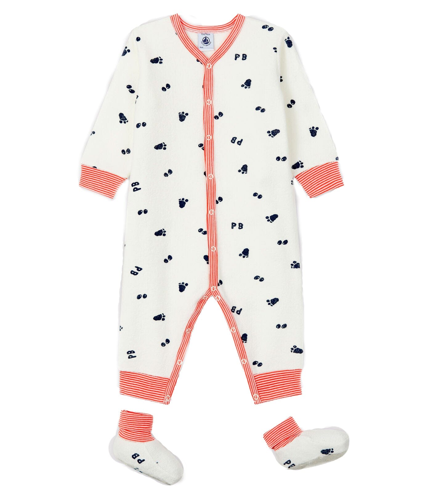Petit Bateau Anzug mit Schühchen Frottee creme Baby Kombination Petit Bateau